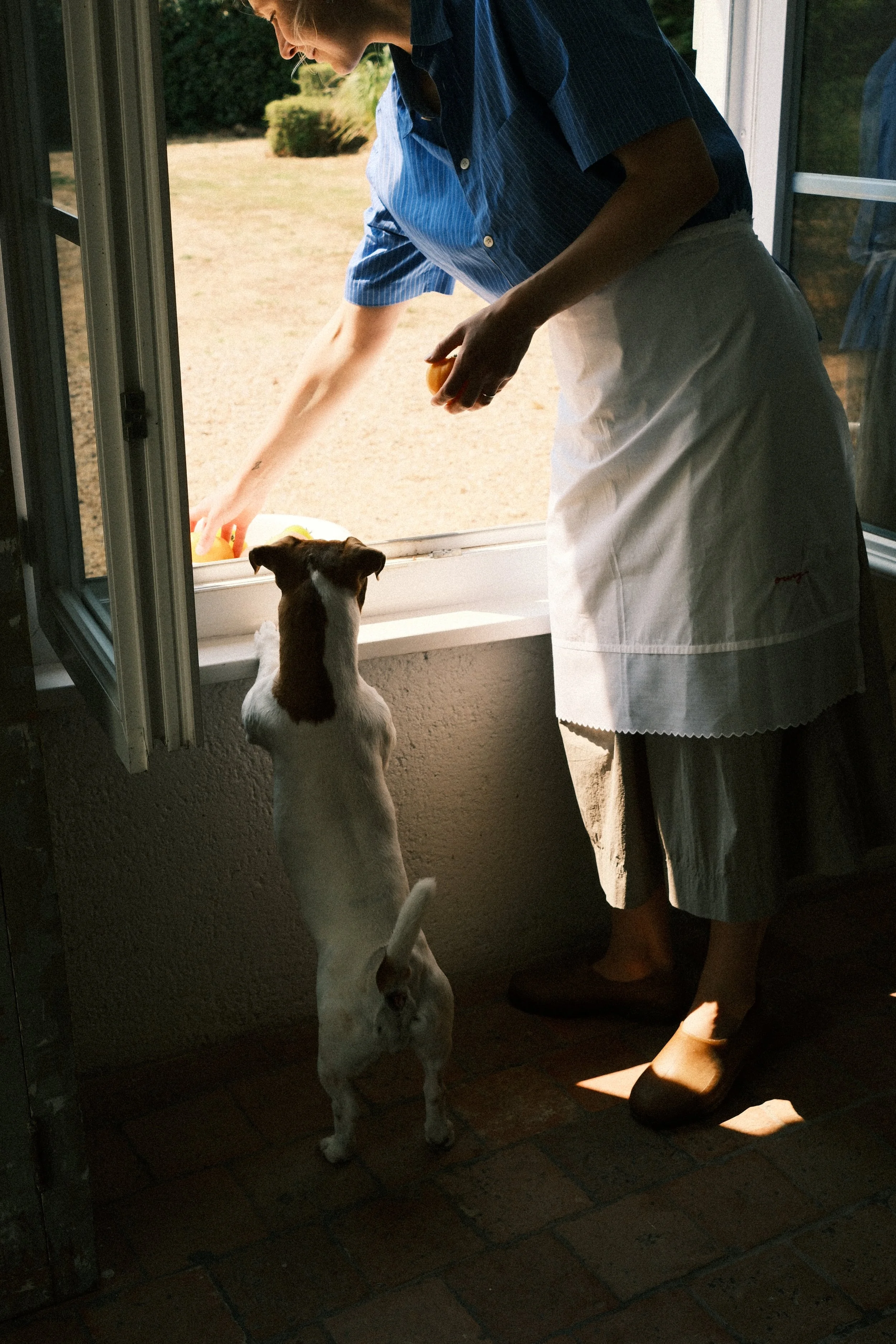 White Cotton Long Apron