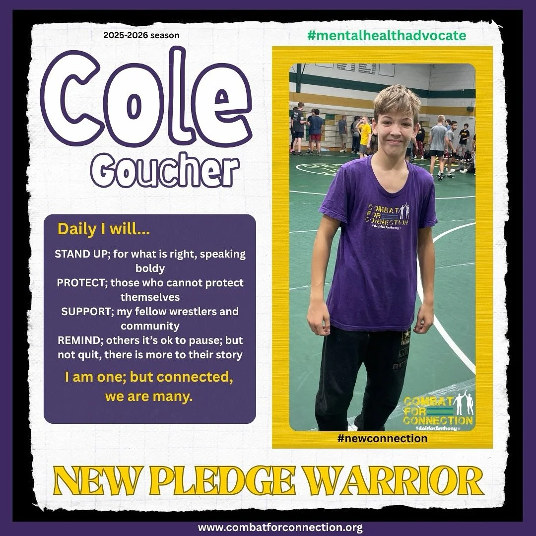 Cole has officially connected with us this season. He stood out to us last year as we saw him giving back to the community with his reffing skills for @usawrestling. Looking forward to getting to know him better this season! Welcome @goucher_cole ! #
