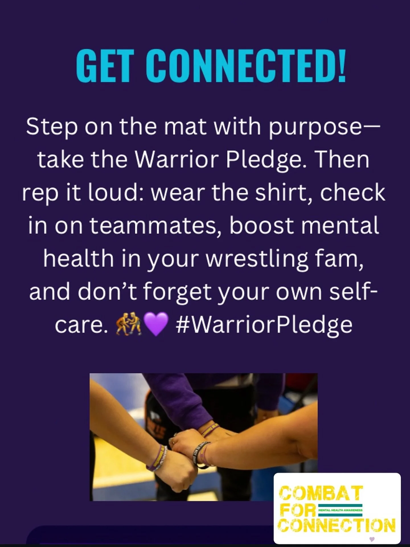 Check out our website at www.combatforconnection.org to learn more about us and find out how to get connected! #morethanashirt #mentalhealth #advocates #wrestling