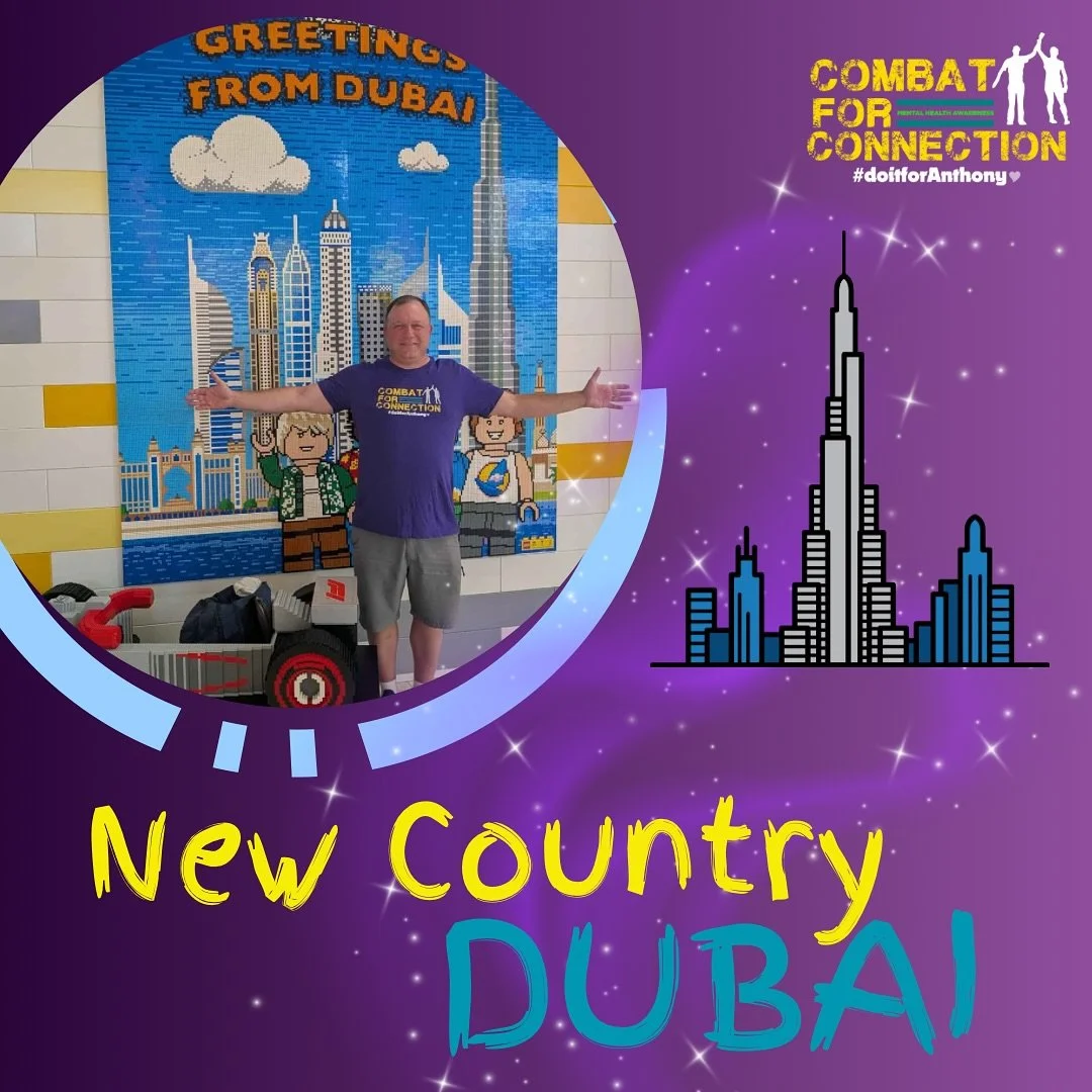 A big thank you to Ed Duncan for taking us with him in his wrestling travels. Dubai! So amazing. The photo was taken in front of a Lego wall which really touched my heart. As a child, Anthony was really into his legos, Lincoln logs, and other toys th