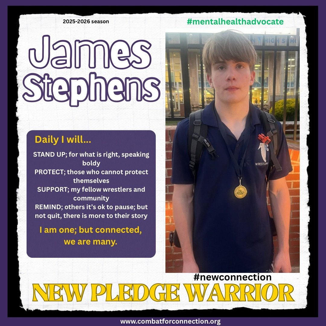 Coming to us from West Rowan is James Stephens. We were able to meet him at the Husky Invitational when we saw him wearing one of our new shirts from across the mat! Thank you for joining us as we continue to build a community centered around mental 