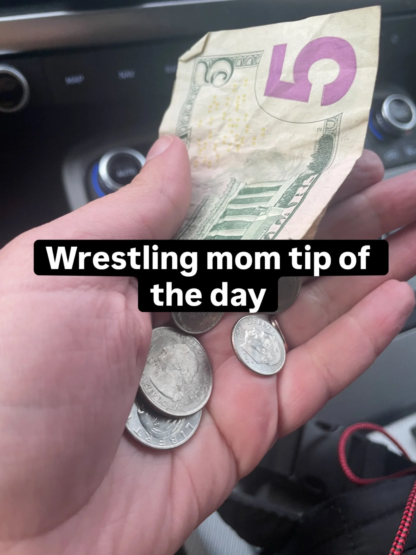 Stash cash everywhere&hellip; in every bag, jacket, backpack etc that you would ever take to a wrestling match or tournament.  As much as we know entrance fees are in cash, I can&rsquo;t tell you the times I have gone through the whole car just to ma