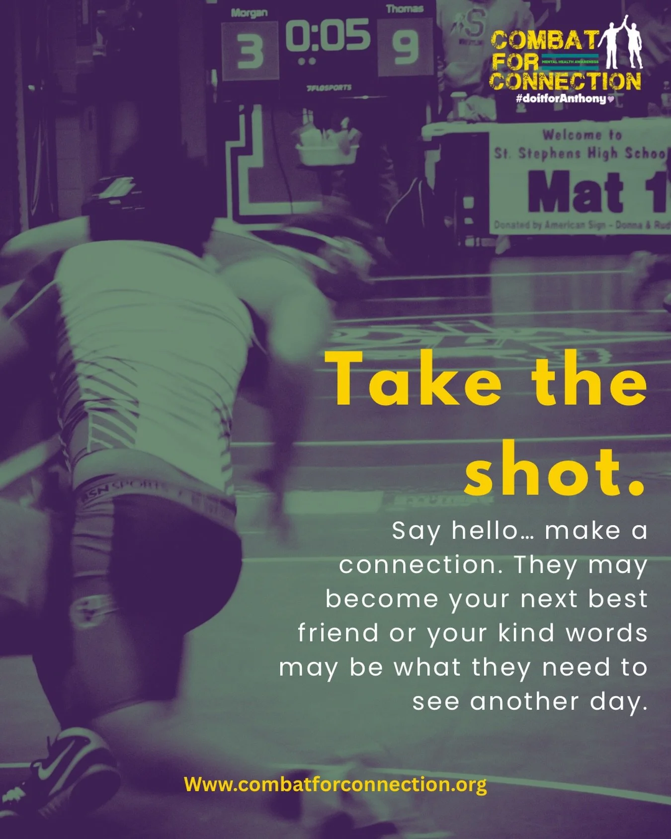 Your Monday reminder to form those connections! #combatforconnection #friendship #formthosebonds #wrestling #community #connection #mentalhealth #takeachance