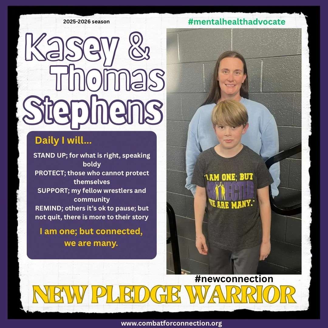 We have pledge mommas too! Kacey Stephens and her son Thomas have joined the Combat for Connection community. Please give them a big welcome! #combatforconnection #unitedwestand #mentalhealthadvocacy #doitforanthony💜