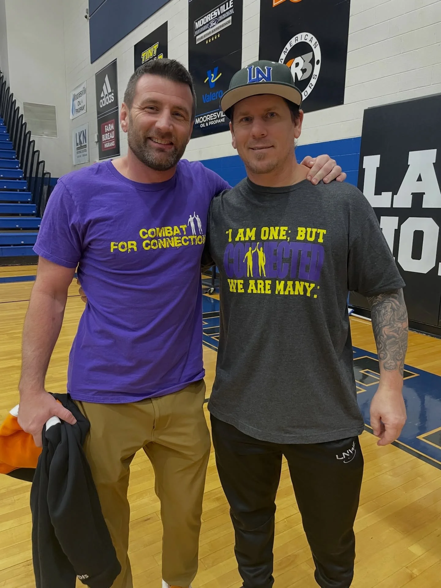 While their team colors have changed over the years, it is great to still be connected under one cause and to be team purple through and through.  Thank you two for being part of our journey and always showing love and support. #foreverconnected #com