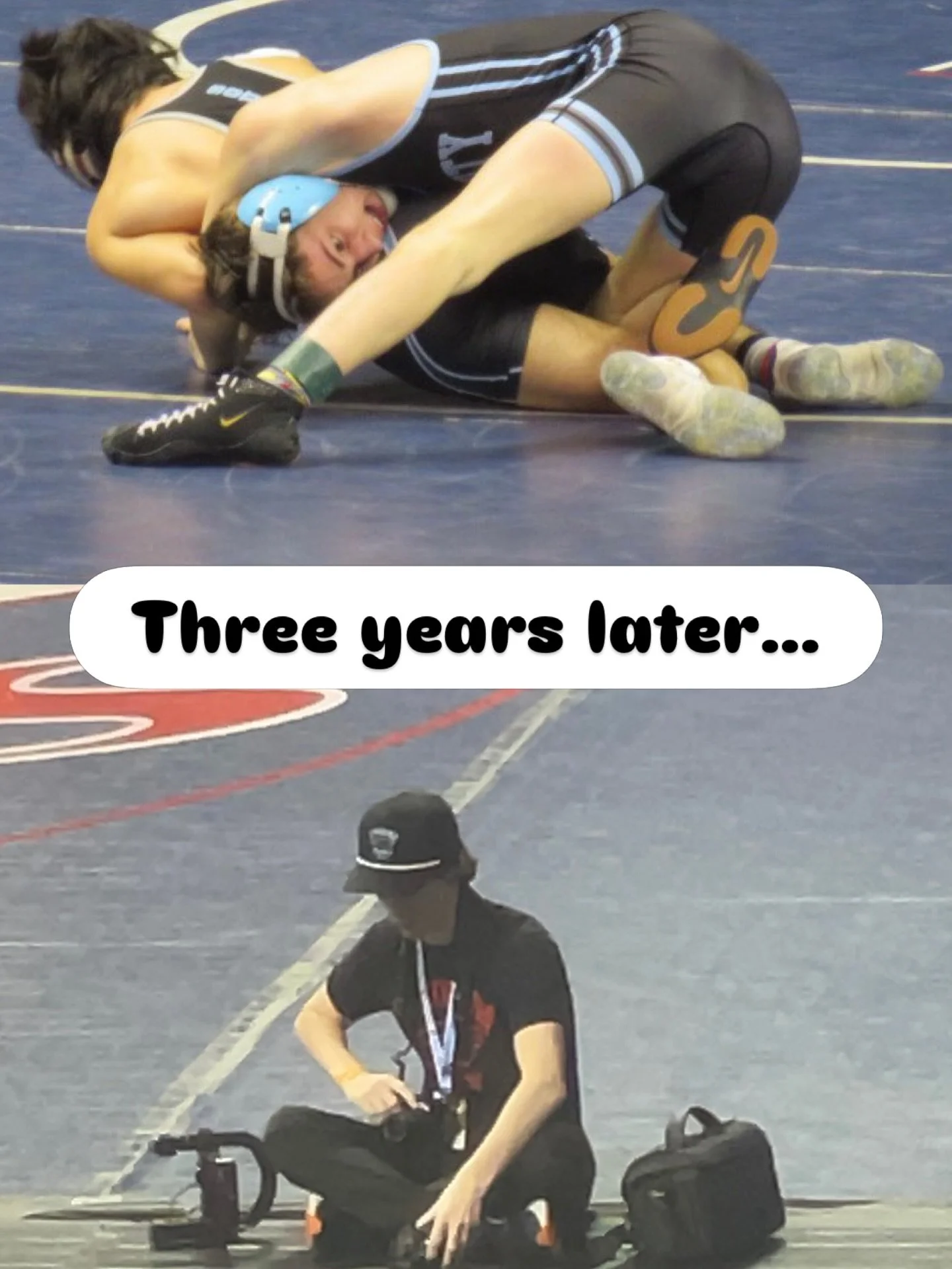 Love seeing @carolinacombatmedia going from wrestling at Greensboro to documenting others&rsquo; journeys. #media #nchsaa #wrestling