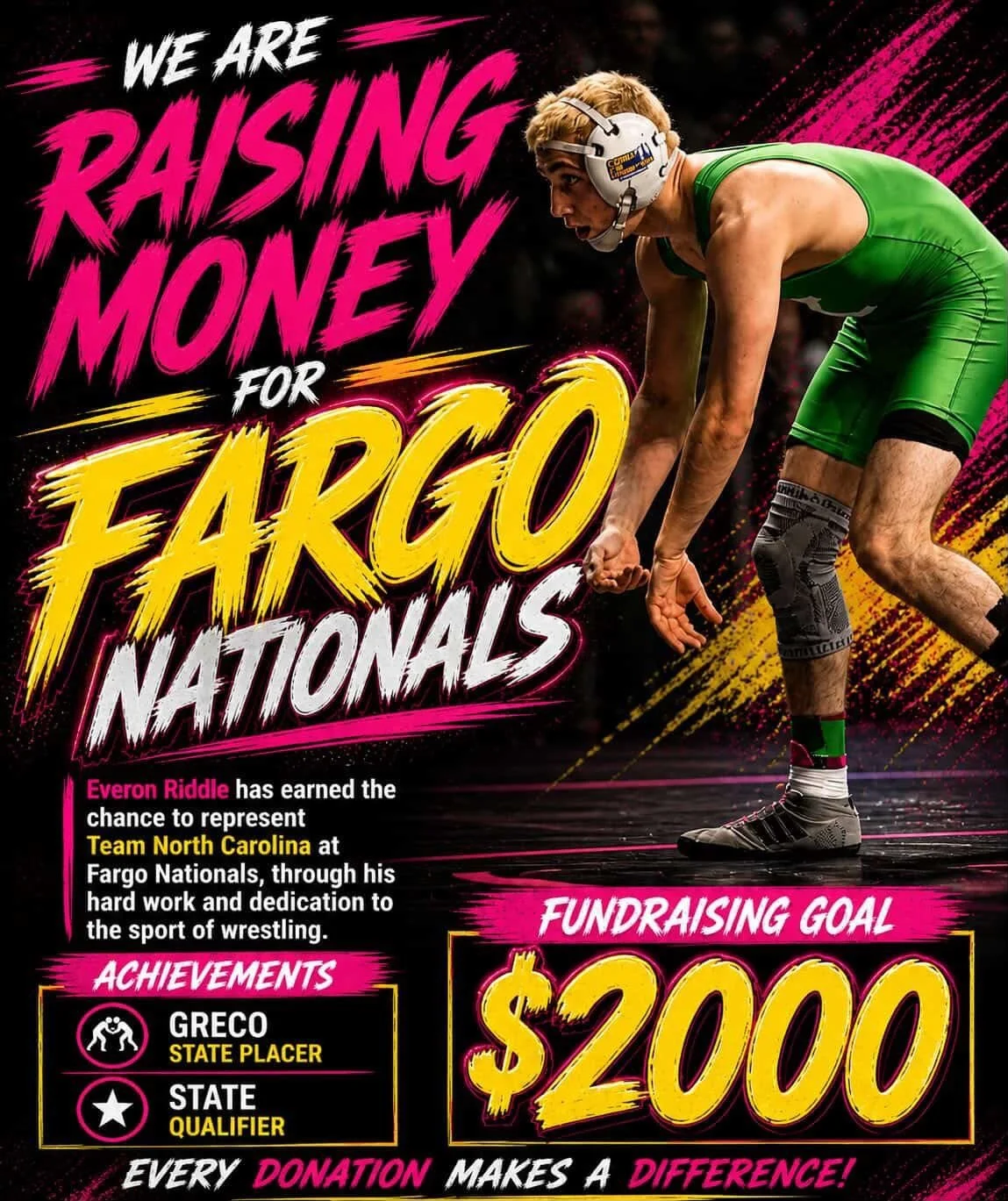 Remember to show some love to all the athletes heading to nationals!! Congratulations to @everon_not_riddle ! #sharethelove #wrestling #donatetoday #combatforconnection