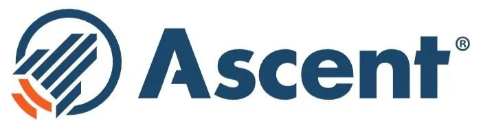 Ascent logo with stylized mountain and the word 'Ascent' in bold blue letters