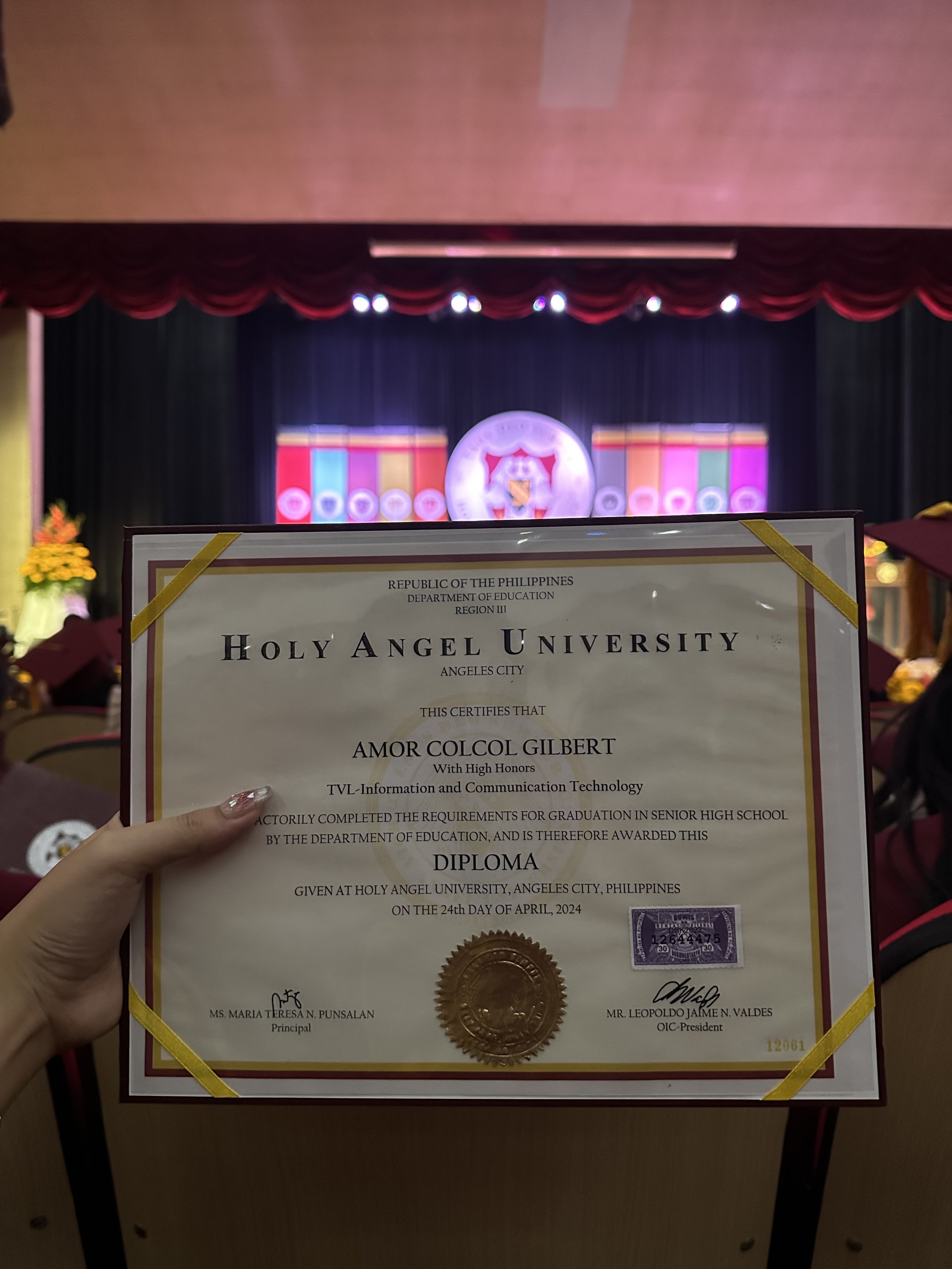 Graduated high school with a high honor