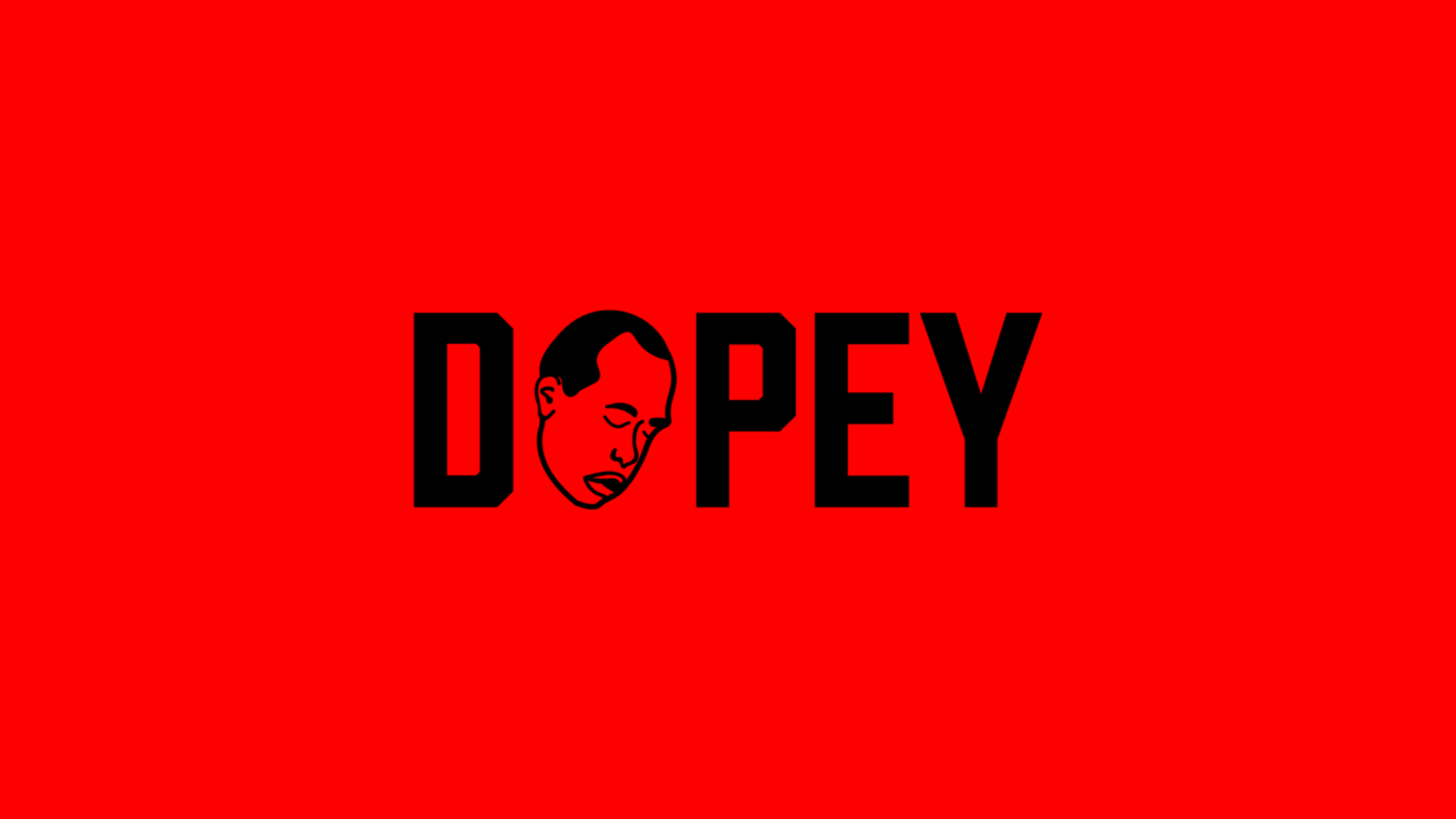 "Dopey" text on a red background with a face illustration inside the letter 'O'."