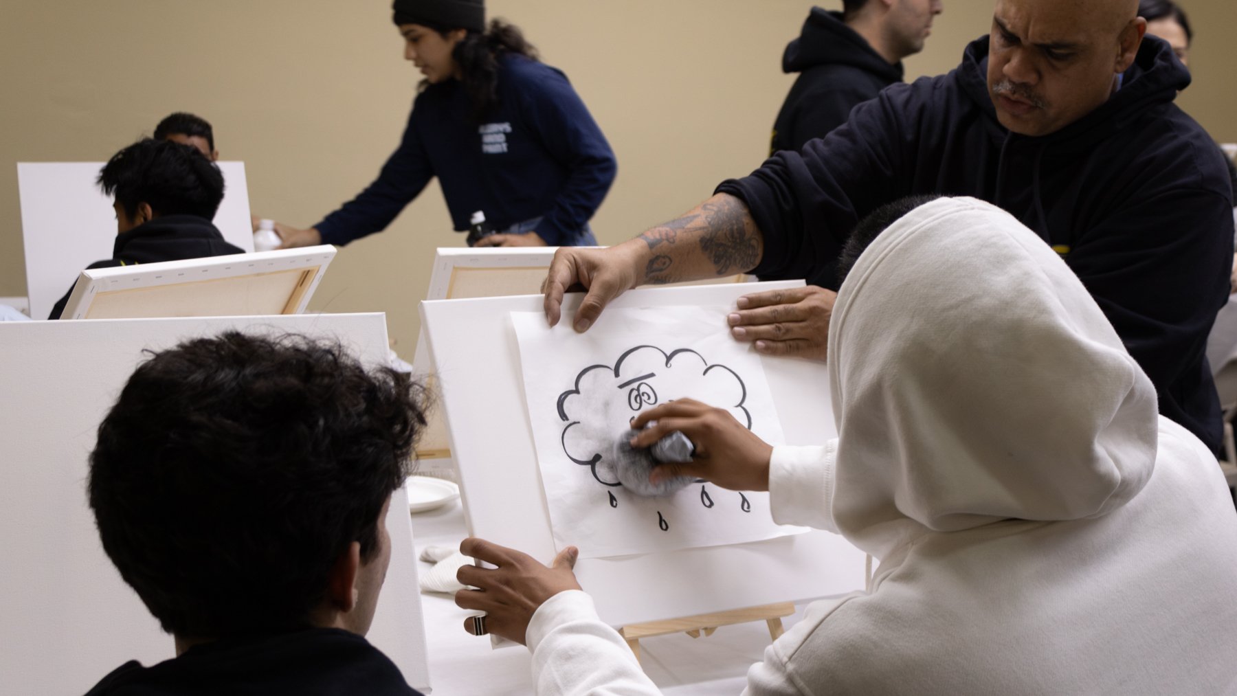 Colossal Media hosting after-school art class at El Centro del Pueblo in Echo Park, Los Angeles.