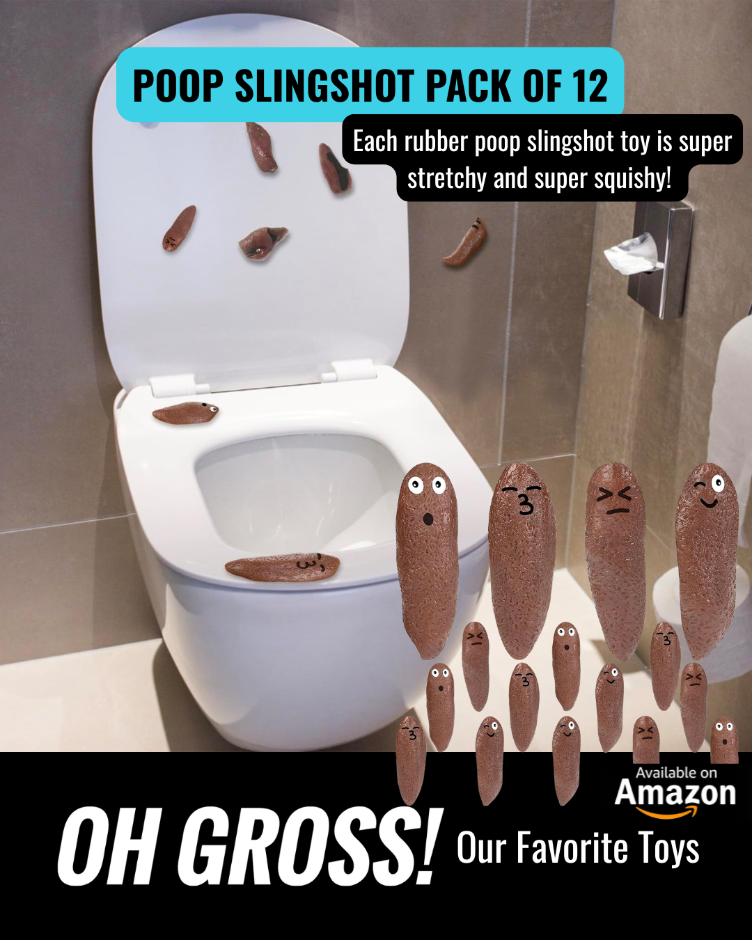 Poop Slingshot 12pcs Fake Poop Toys for Kids
