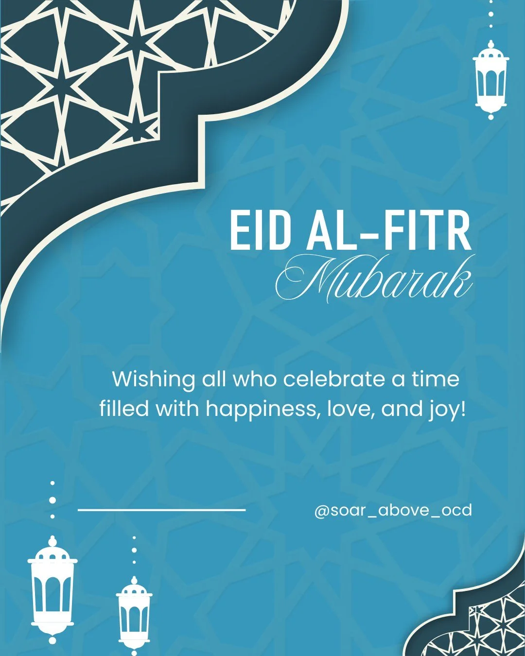 Eid Mubarak 💙

Happy Eid to all who celebrate! The SOAR team wishes you all a time filled with happiness and celebration with your loved ones! 

#eidmubarak #mentalhealthawareness #ocd #ocdawareness #therapy #specialists