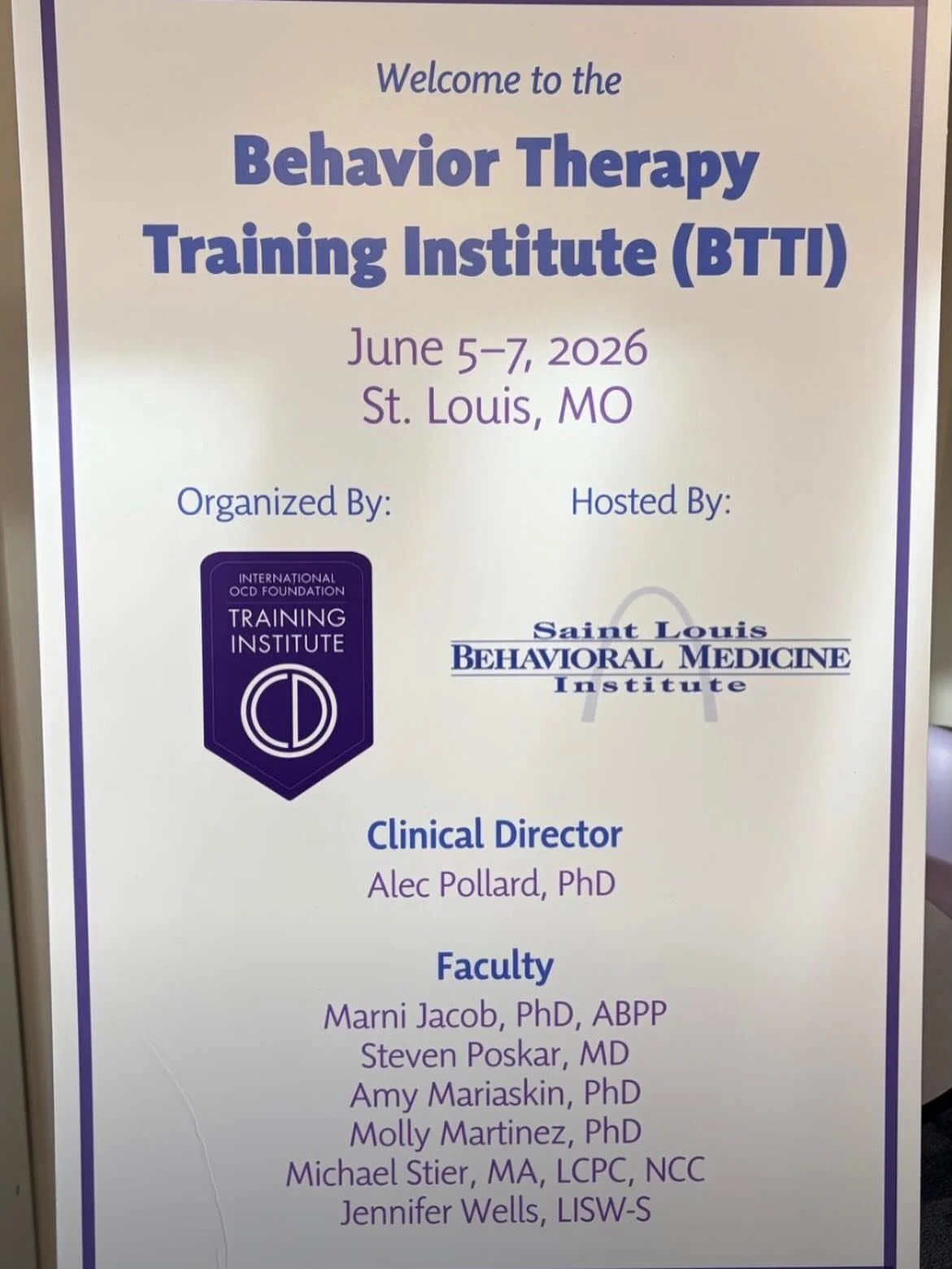 Enjoying another great training as faculty with the International OCD Foundation&rsquo;s Behavior Therapy Training Institute. This one is in St Louis and I&rsquo;m honored to be training therapists alongside Dr Alec Pollard, Dr Marni Jacob, Dr Amy Ma
