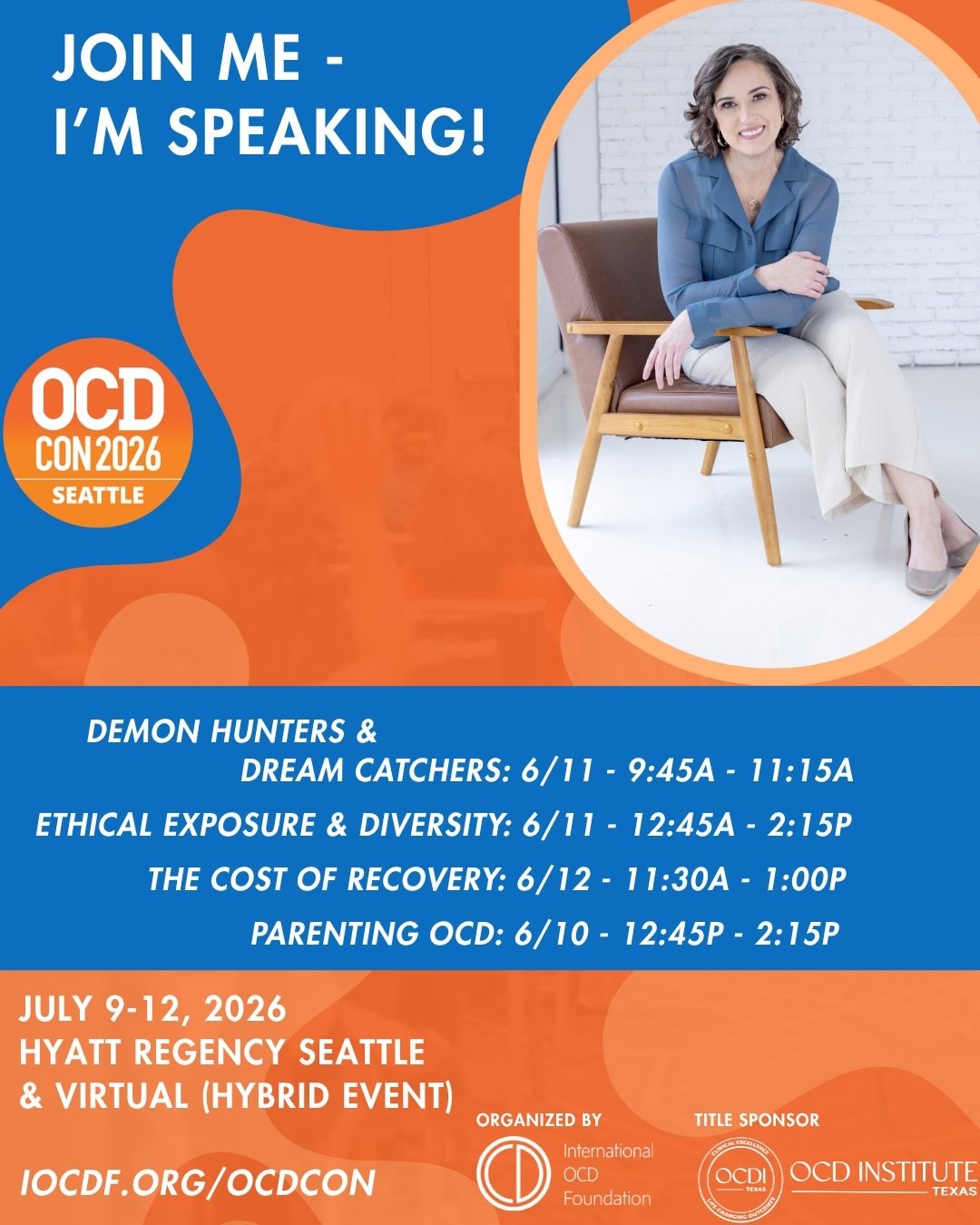 SOAR's owner and clinical director, Dr. Molly Martinez, will be presenting at the IOCDF Conference in Seattle from July 10th - 12th! She would love to see you there! 💙

For more information about her talks:
🔗https://events.iocdf.org/event/OCDCON26/