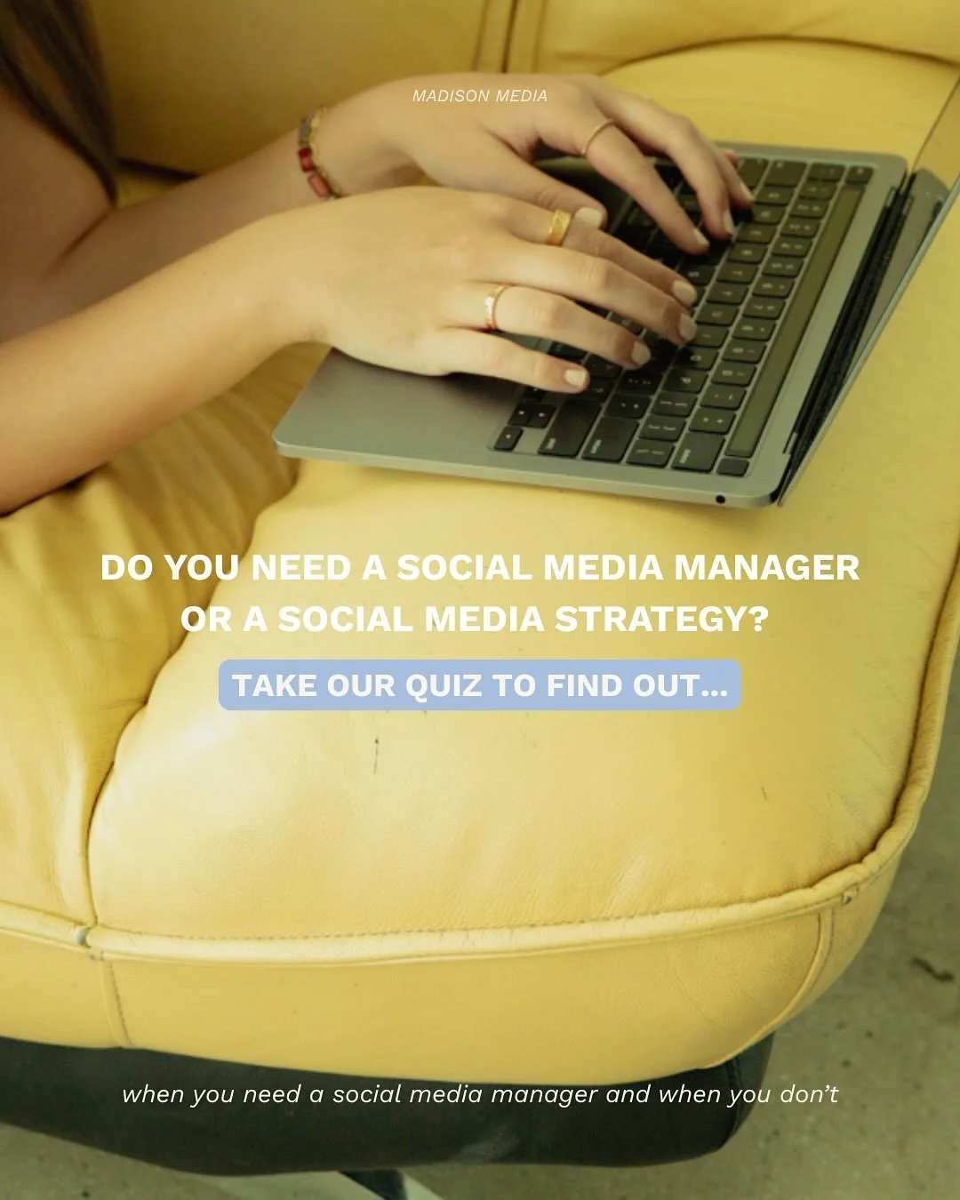 Take our quick quiz to learn more about your true business needs! ✍🏽

✨Here&rsquo;s the thing&hellip; not everyone needs a social media manager! A lot of people feel stuck with socials but don&rsquo;t know that there are more social media services b