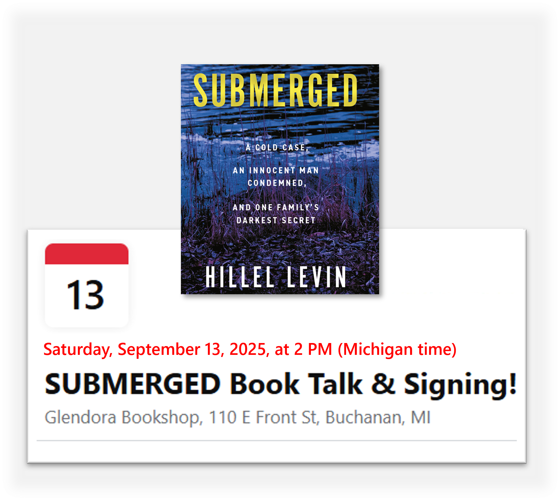 Sept 13 Book Signing in Buchanan, MI