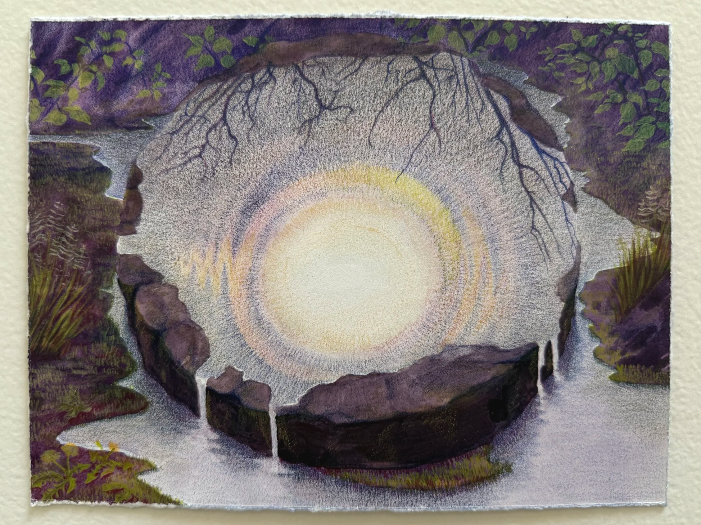 Well Overfloweth   2025 | Watercolor and colored pencil on paper   
6x8"