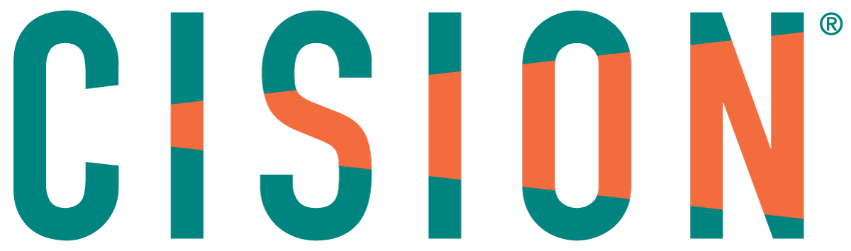 Logo with the word 'CISION' in bold letters, featuring teal and orange colors.