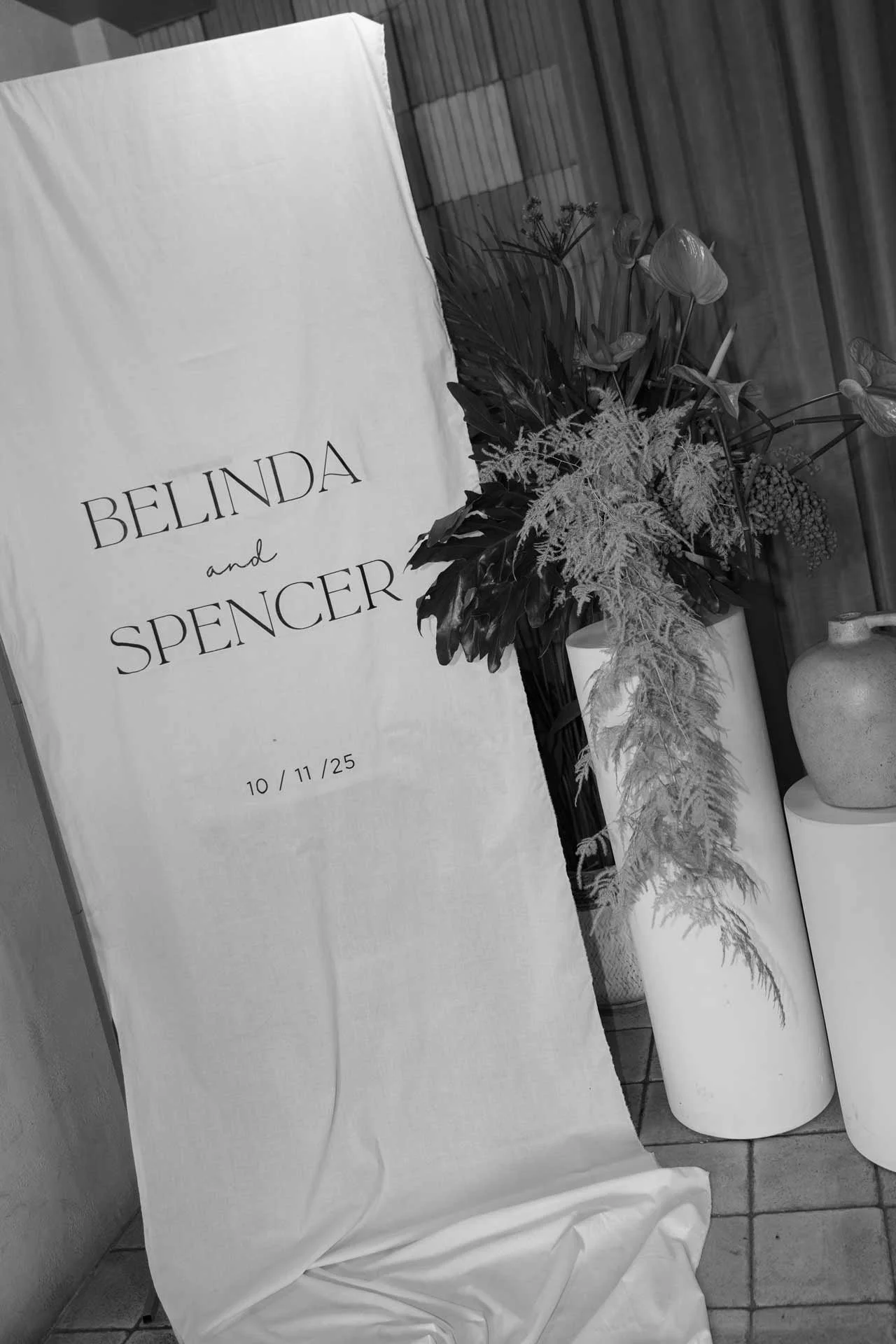 Fabric Welcome Sign for Belinda and Spencer's Wedding