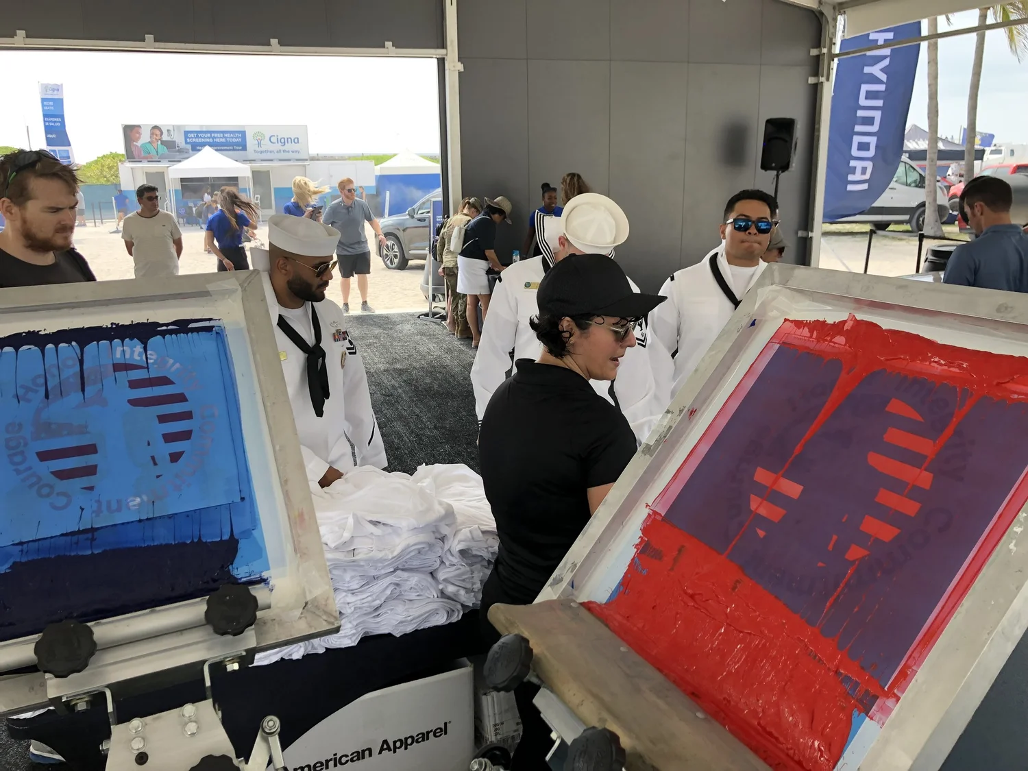 Merch Troop screen printing in action.