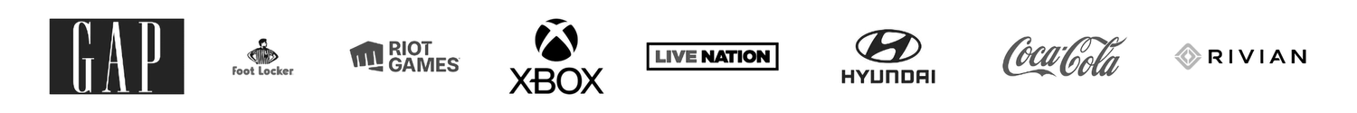 Brands we have printed for: GAP, Foot Locker, Riot Games, Xbox, Live Nation, Hyundai, Coca-Cola and Rivian