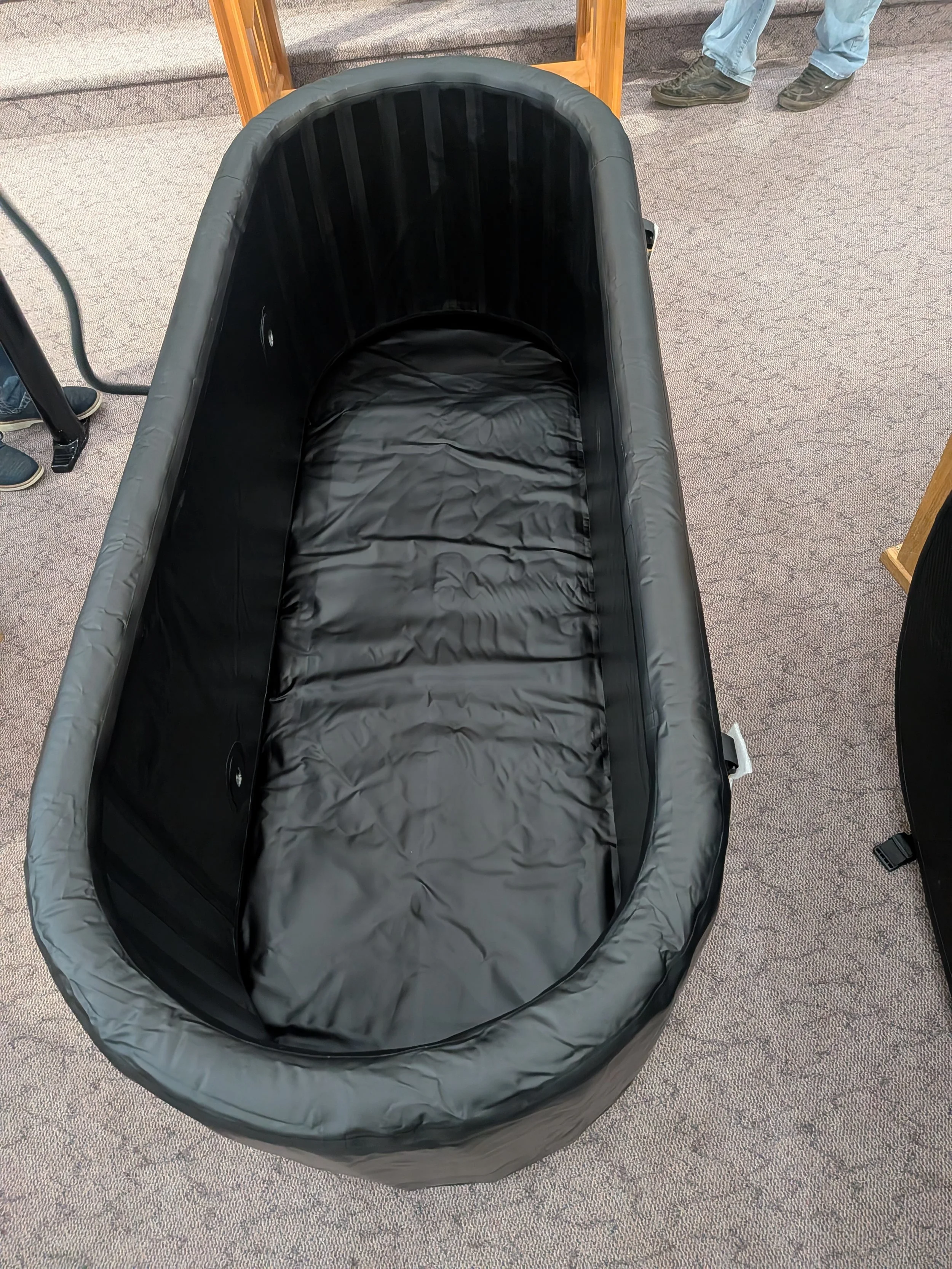Assembled inflatable baptismal tank
