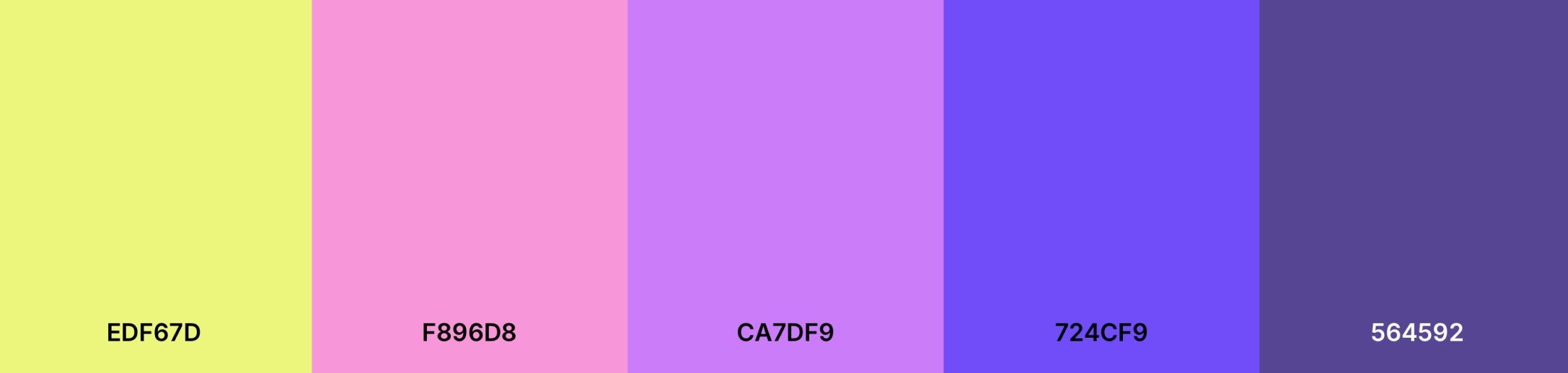 Final Color Palette. I intentionally chose a bright yellow to contrast with the dark purple, evoking the vibrant and uplifting experience that music brings to users' lives.