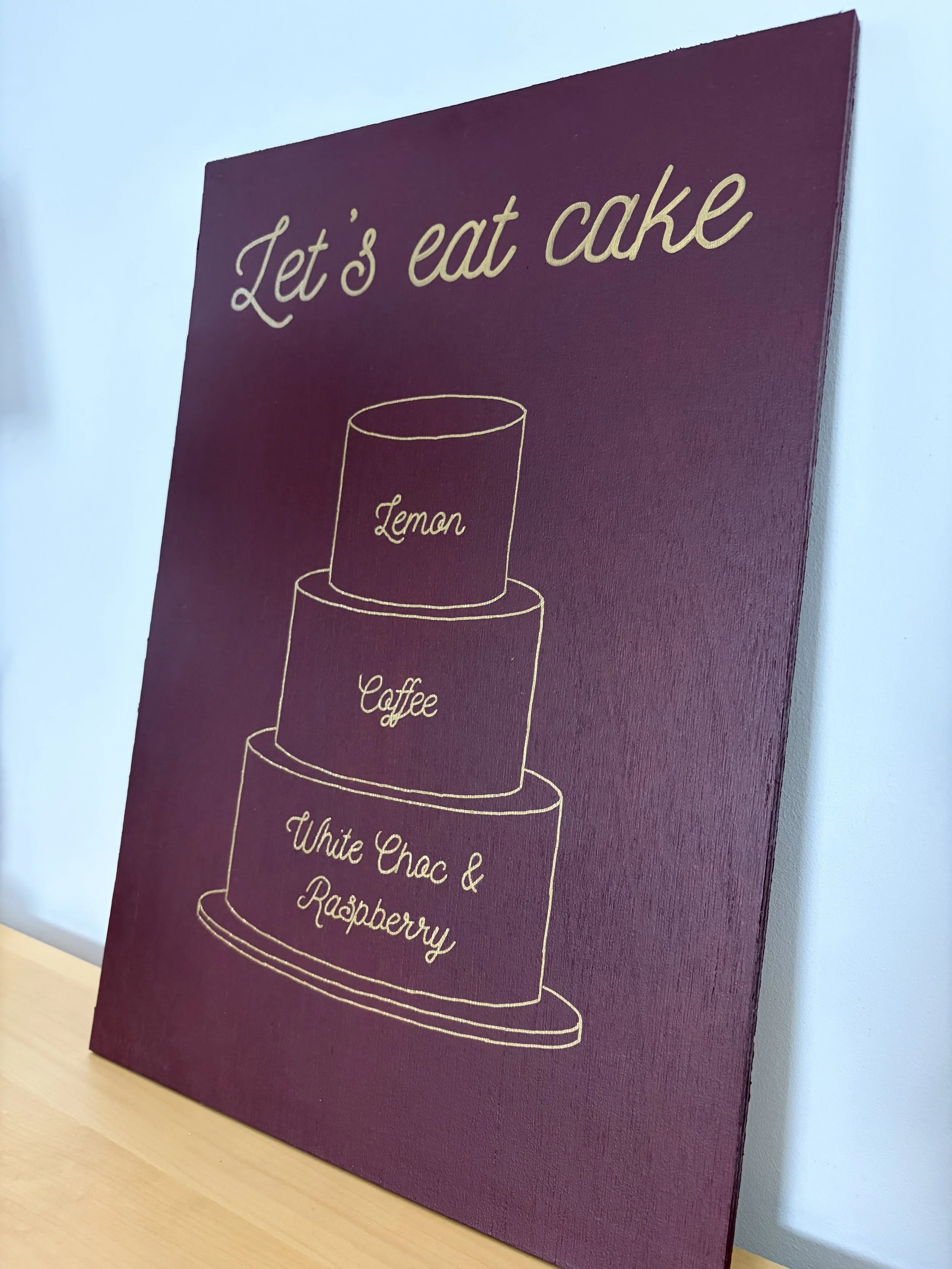 Wedding Cake Menu in deep purple