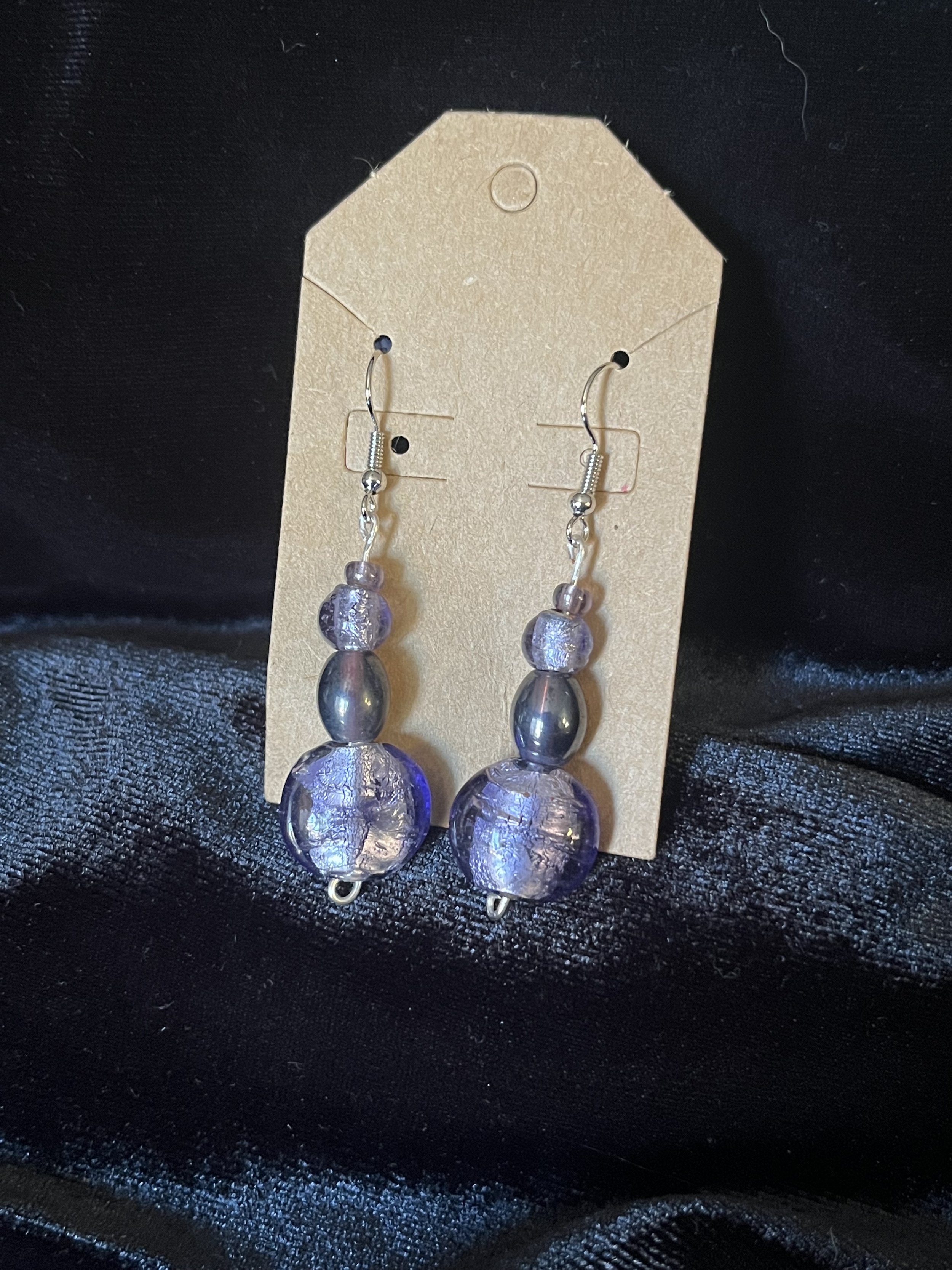 Purple Beaded Earrings