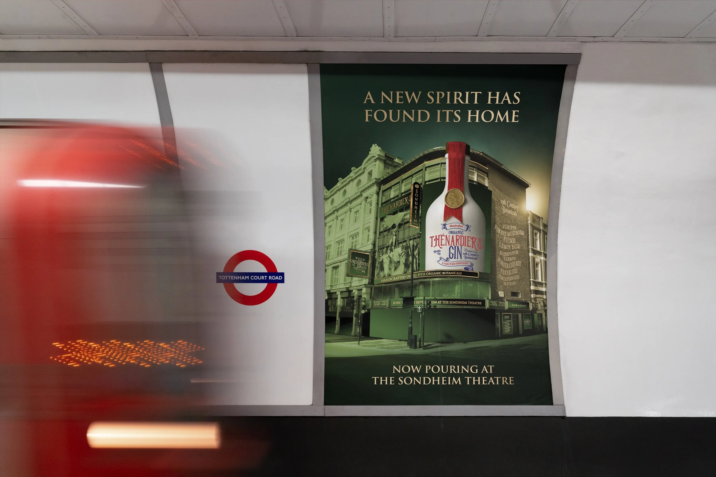 Image of Thenardier's Gin on the London Underground.