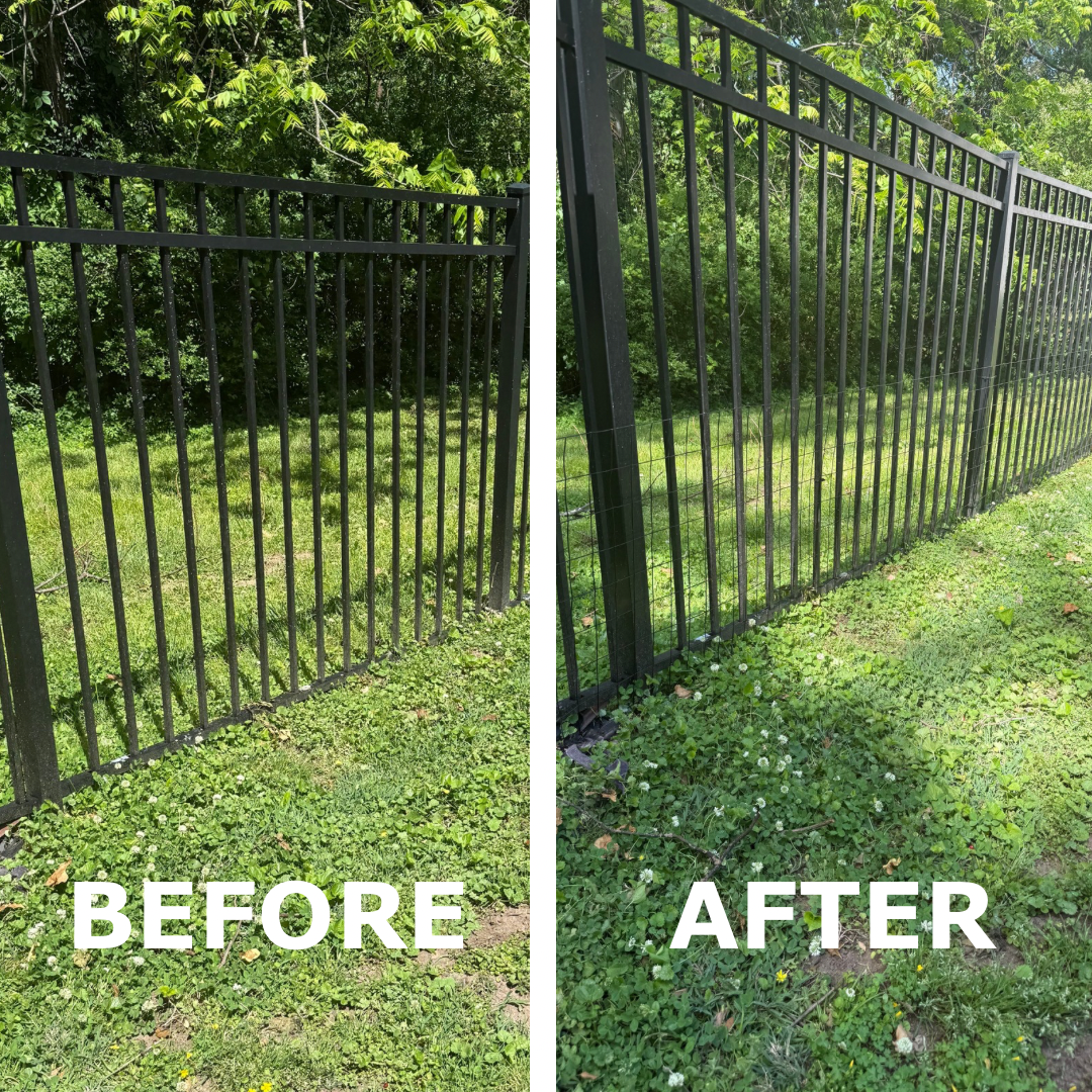 Before & After: Netting applied to fence