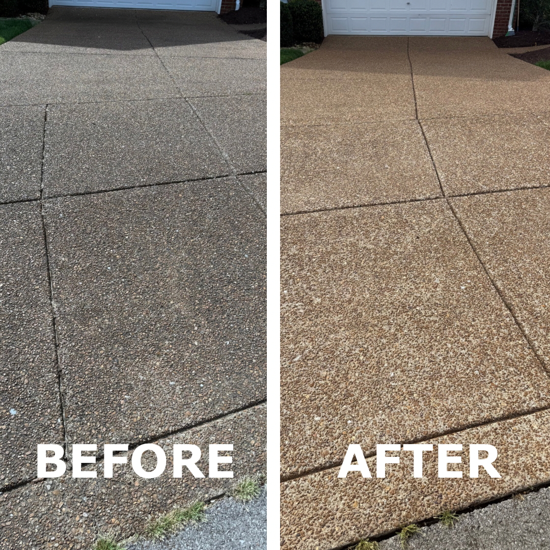 Before & After: Driveway power washing & sealing