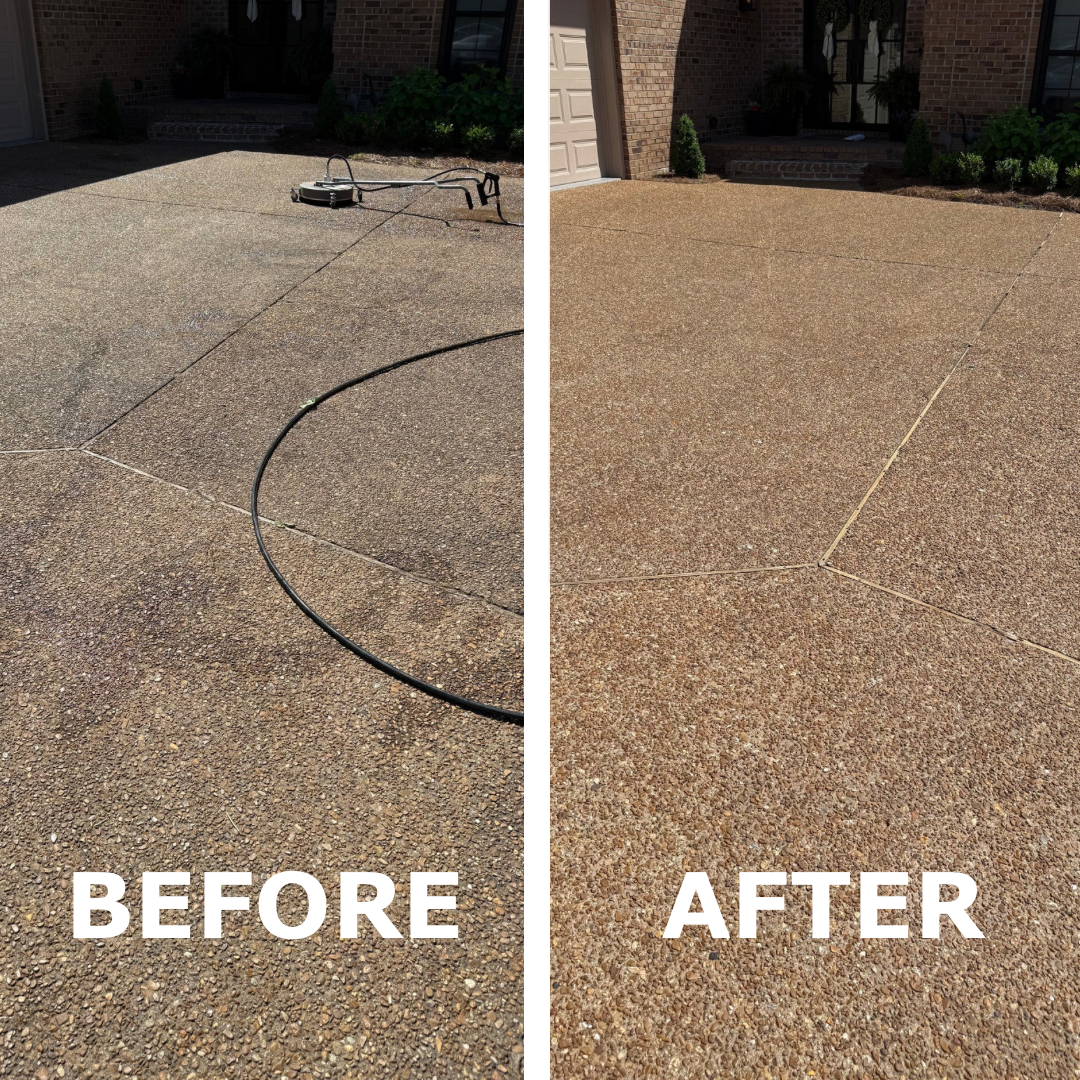 Before & After: Driveway power washing & sealing