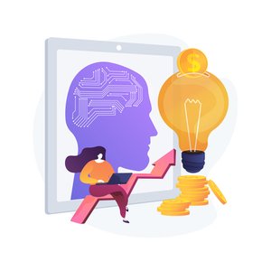 Brain with Ideas running through it, thinking about the concepts of bookkeeping.