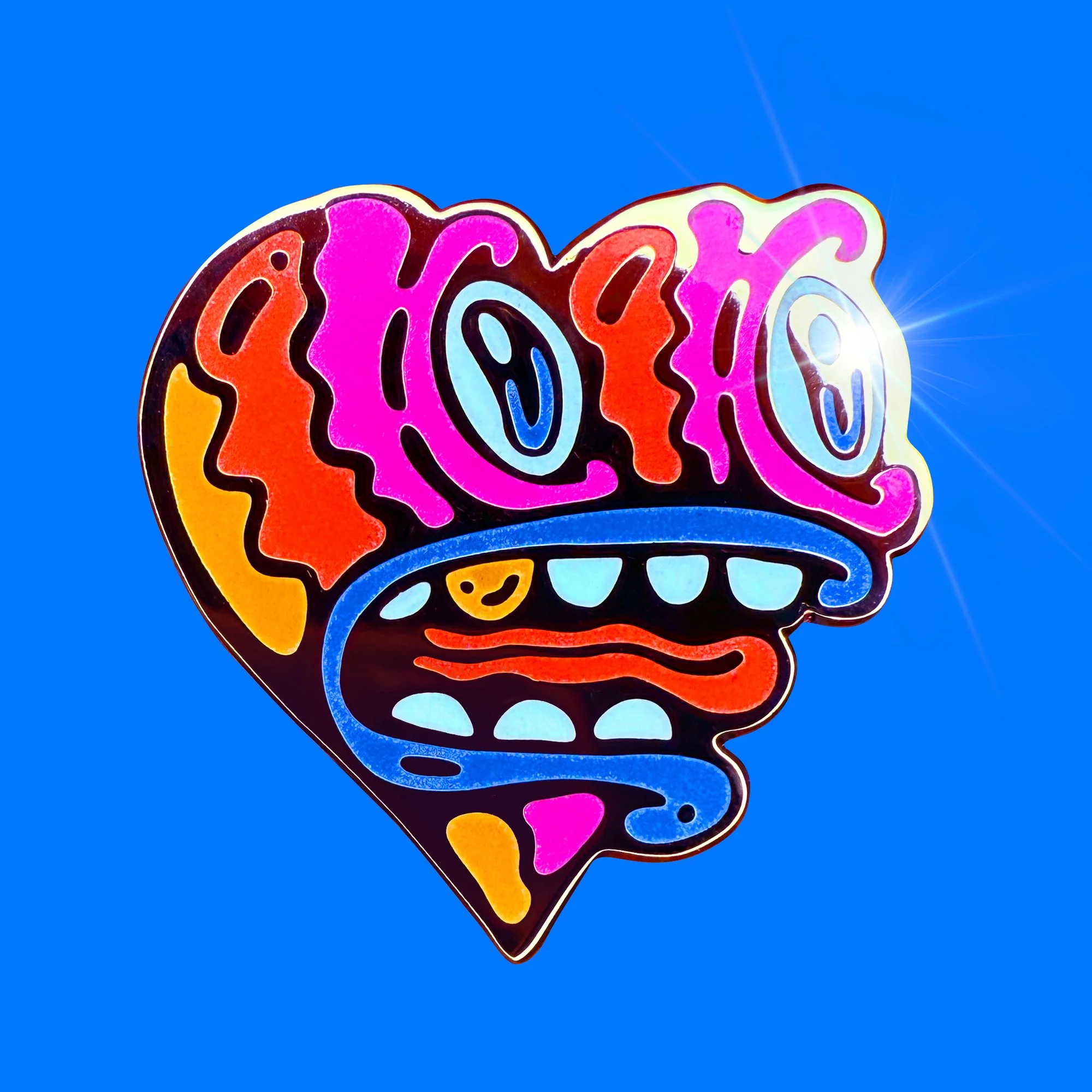 Gold Enamel Beatie Heart Pin by Young and Sick