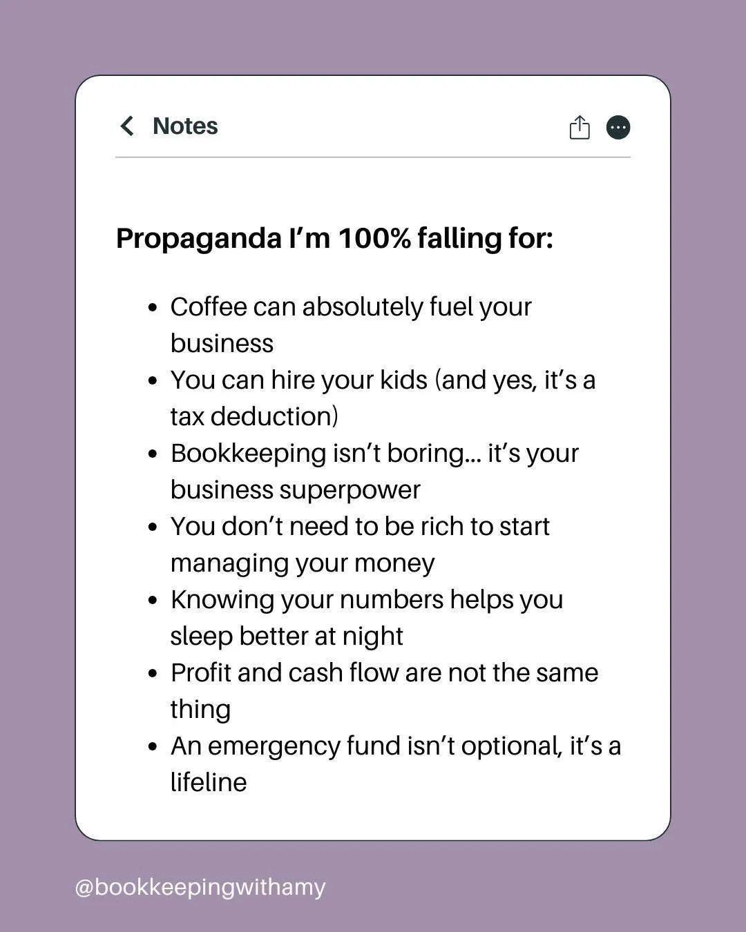 What&rsquo;s the &ldquo;propaganda&rdquo; you&rsquo;re totally falling for right now? 

Drop yours in the comments
.
.
.
#Business #EntrepreneurLife #BusinessBookkeeping #BusinessAccounting #Bookkeeping #Accounting
#SmallBusiness