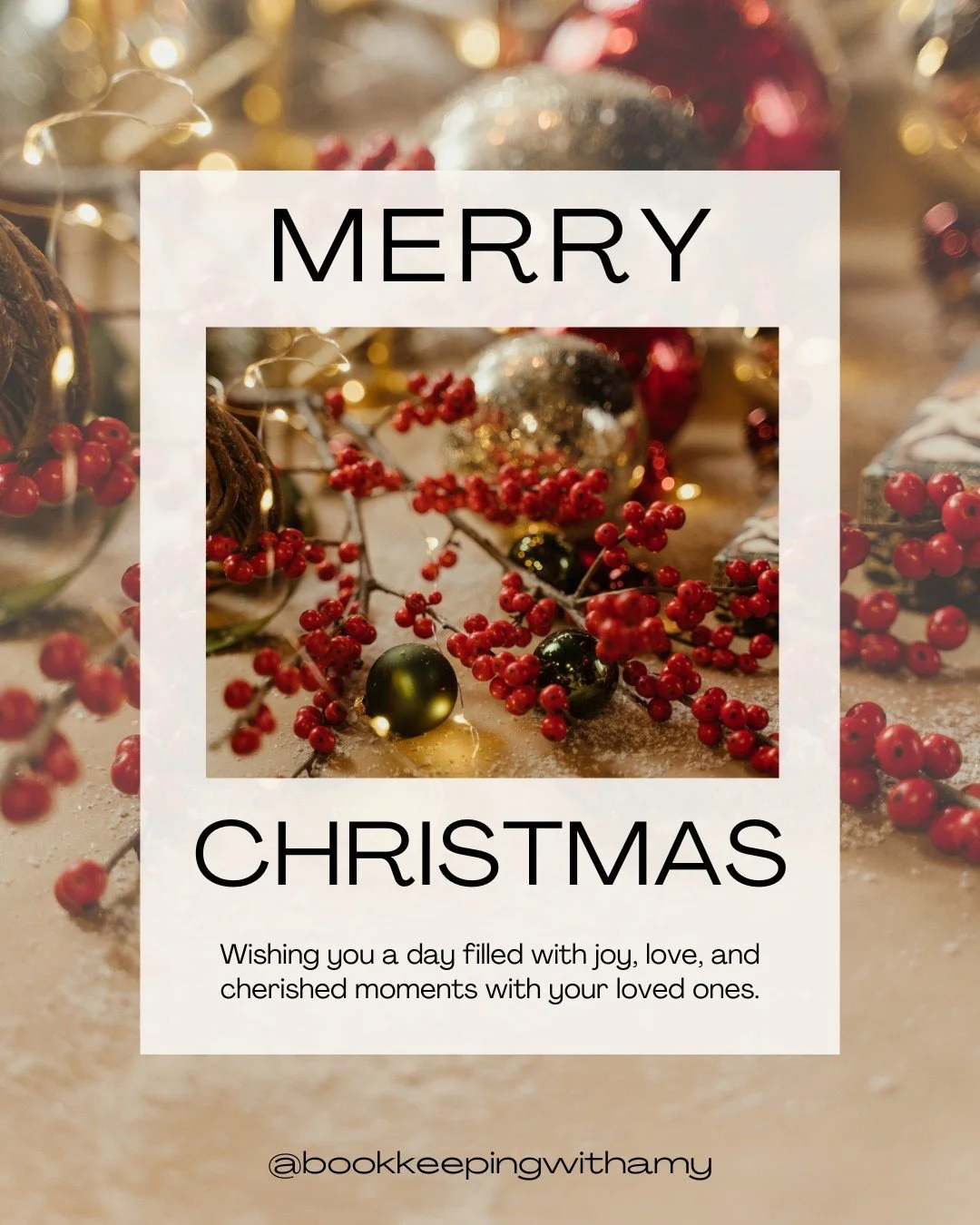 🎄 Merry Christmas from Me to You!

Wishing you a holiday season filled with joy, laughter, and the warmth of loved ones. 

What&rsquo;s your favorite Christmas tradition? 
.
.
.
#Holiday #Xmas #BusinessBookkeeping #BusinessAccounting #Bookkeeping #A