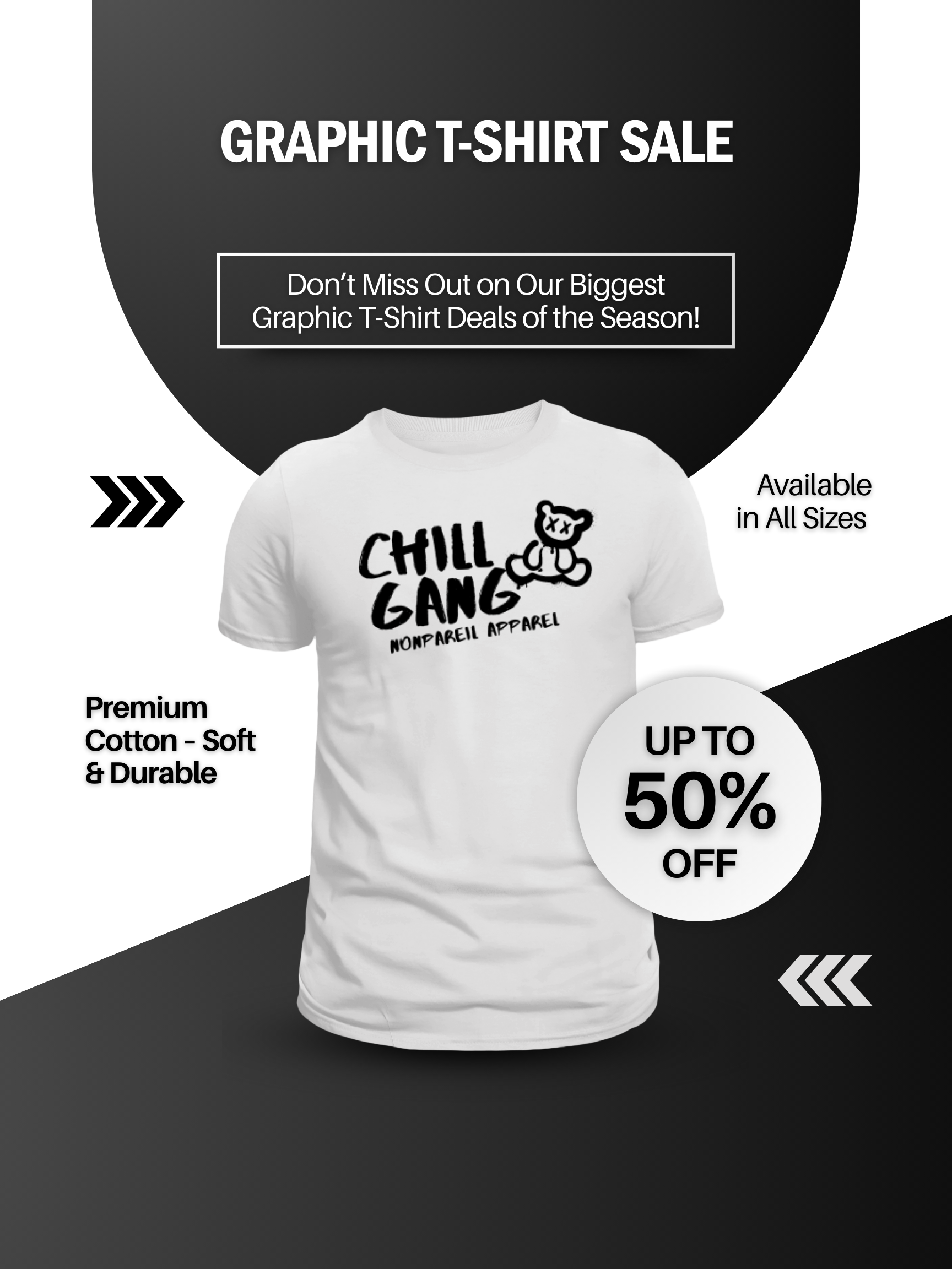 Black and White Modern T-Shirt Sale Poster.png