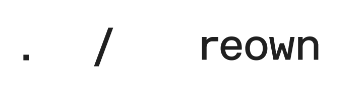 Stylized text displaying '. / reown' in black on a white background.