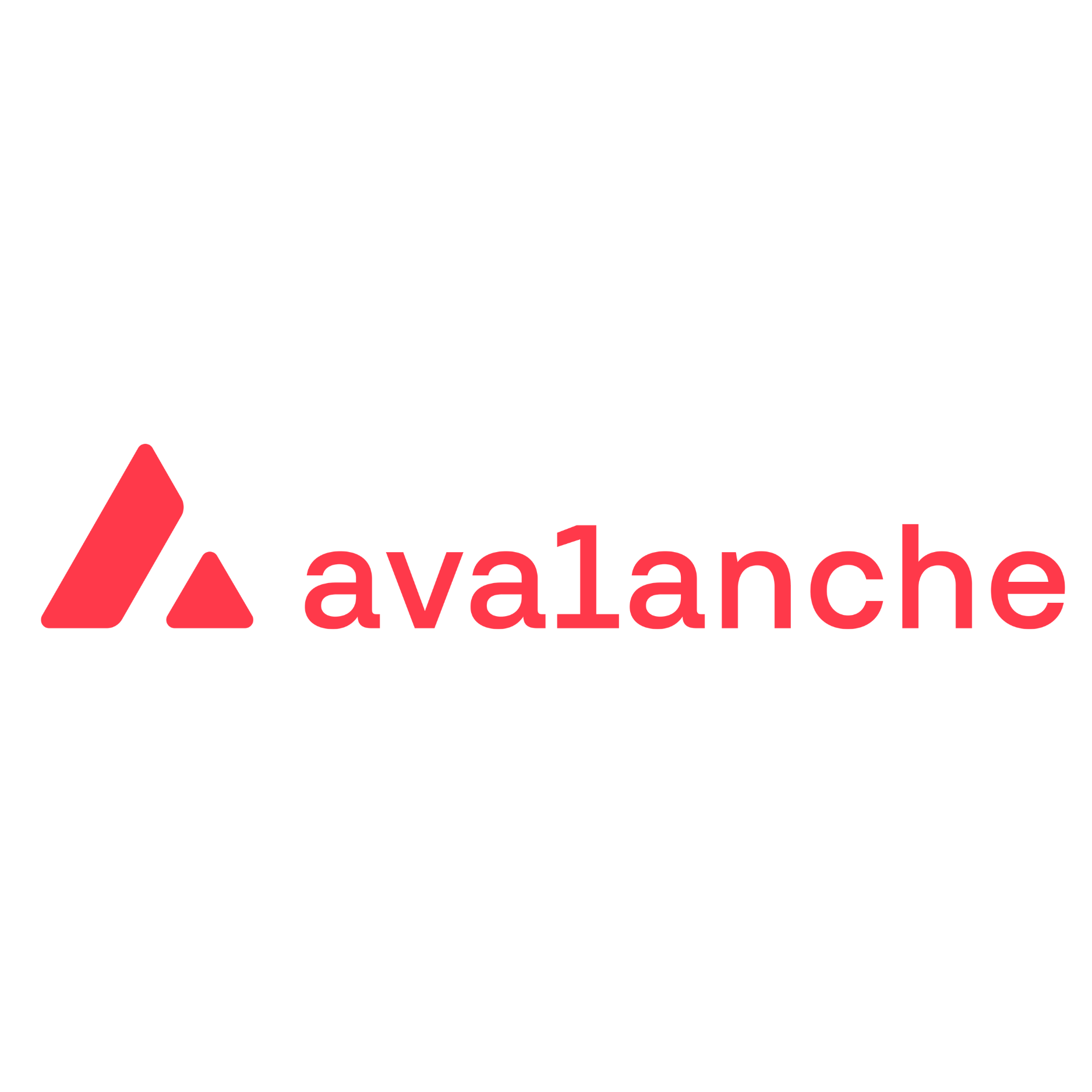 Logo of Avalanche blockchain with a stylized mountain icon and the word 'avalanche' in red.