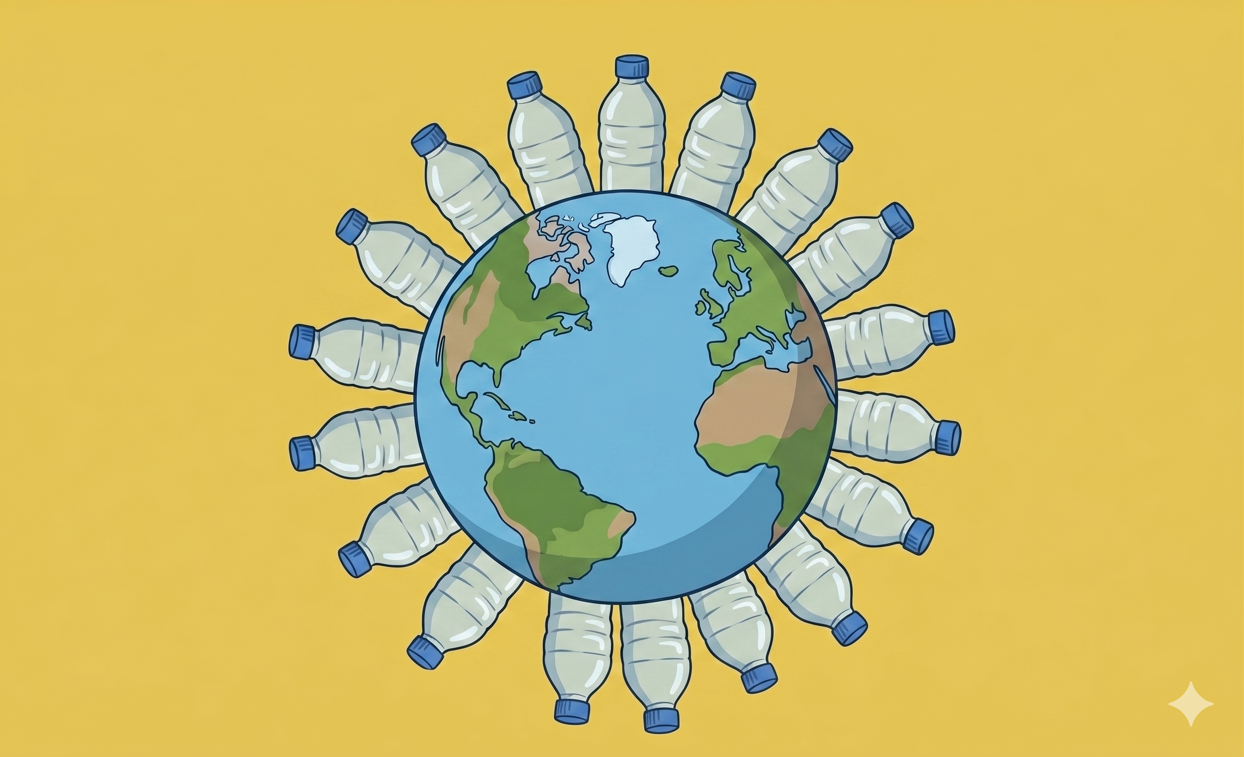 Plastic water bottles around the globe