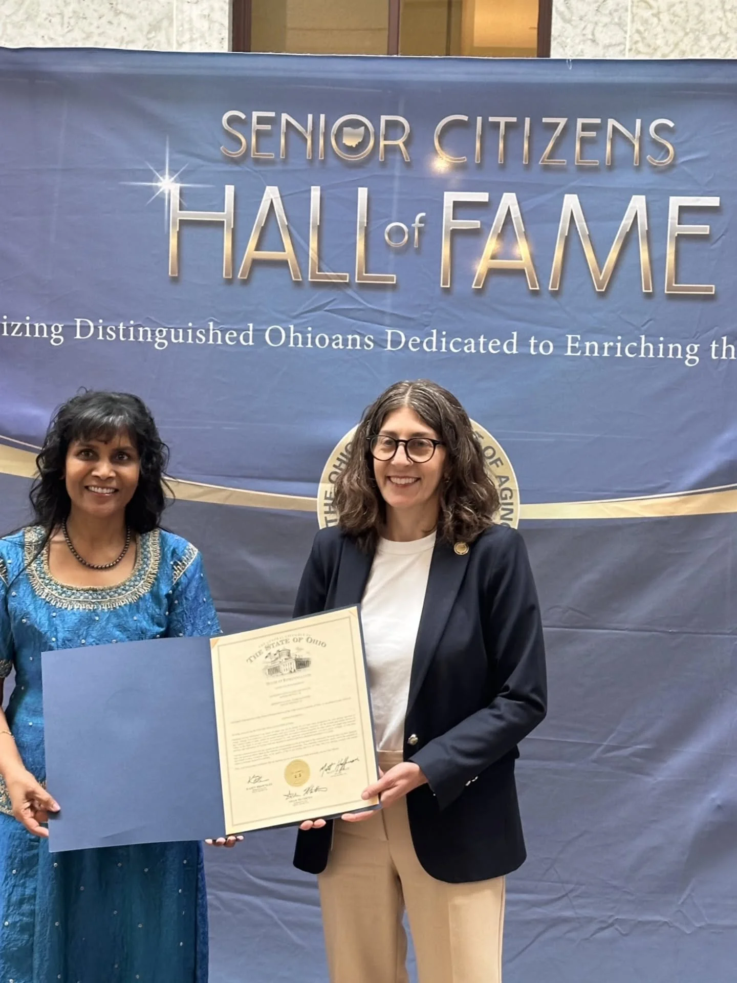 Padma Chebrolu is a true Renaissance woman and a recent addition to the @ohiodeptofaging
Senior Citizens Hall of Fame (alongside former Governor Bob Taft)!

Since retiring from her career at a Fortune 50 company, Padma devoted herself to making SW Oh
