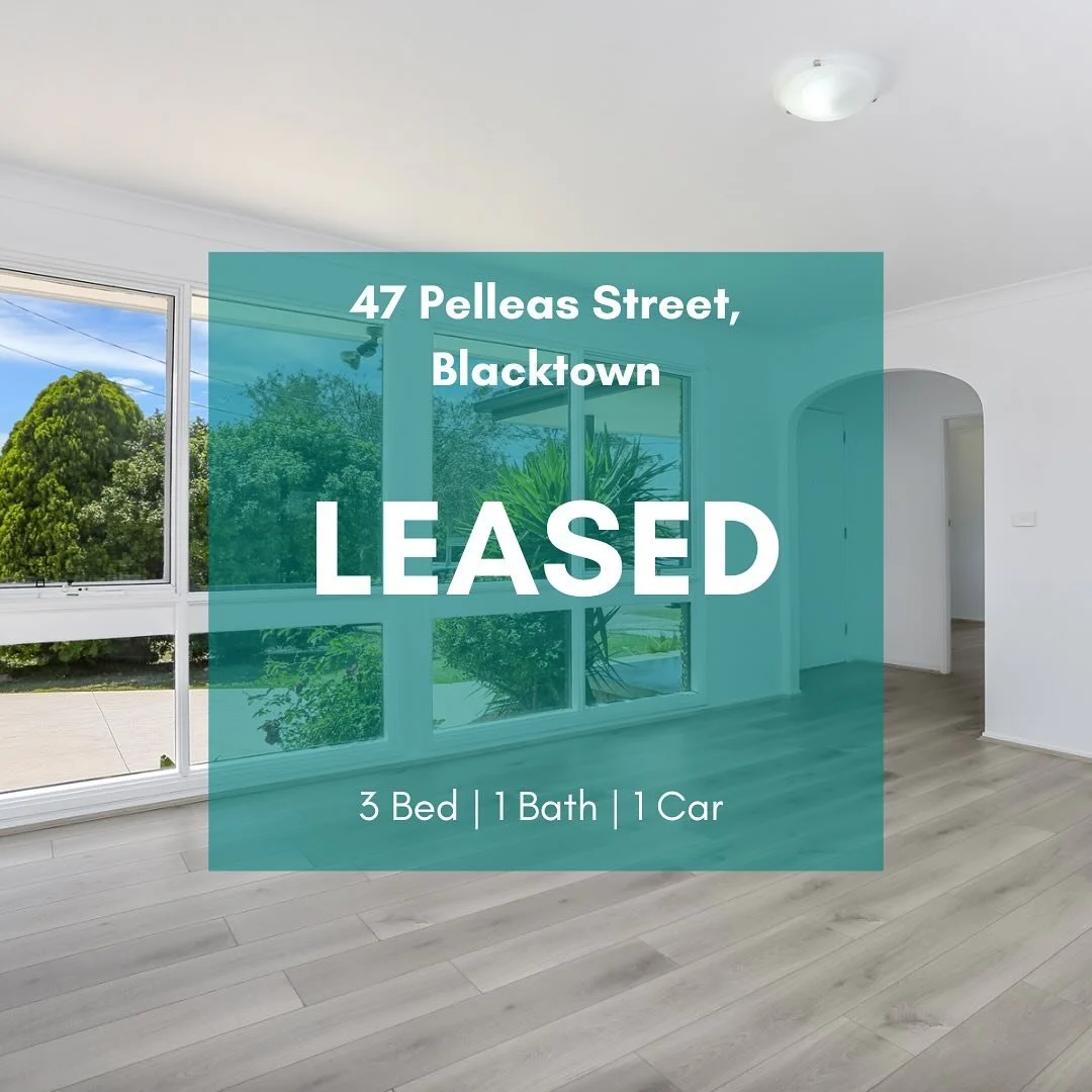 LEASED! 

47 Pelleas Street, Blacktown. 

More properties wanted! Contact us today for a free market appraisal.

Nicolette Mamo - 0430 799 484
Harrison Lamond - 0466 682 772