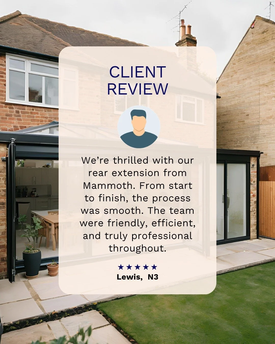 π‘ Another Dream Home Brought to Life in Finchley!
β¨ “We’re thrilled with our rear extension from Mammoth. From start to finish, the process was smooth. The team were friendly, efficient, and truly professional throughout.”
&ndash