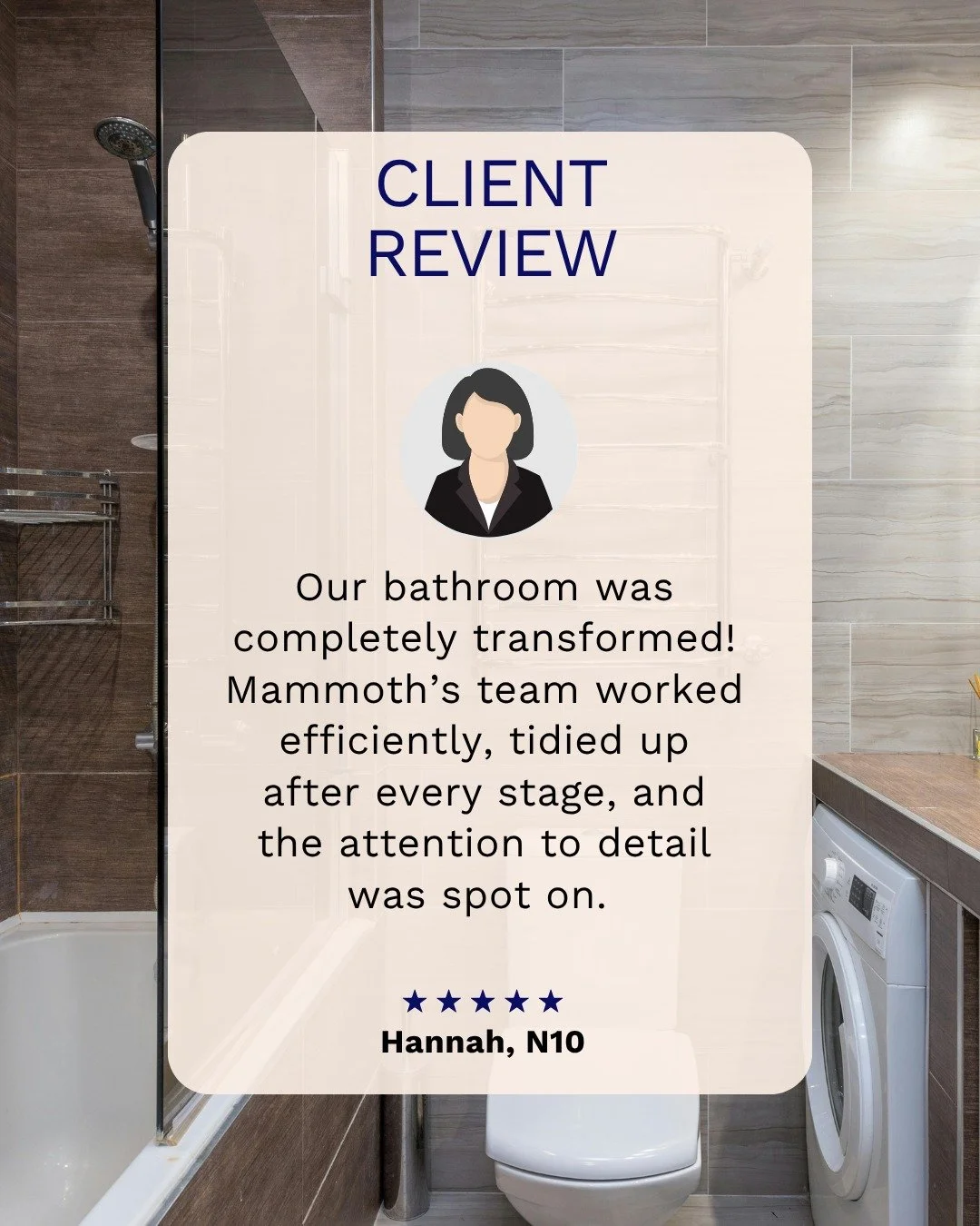 From Ordinary to Luxury: Bathroom Renovation Success in N10
“Our bathroom was completely transformed! Mammoth’s team worked efficiently, tidied up after every stage, and the attention to detail was spot on. The built-in niche, wall-hung