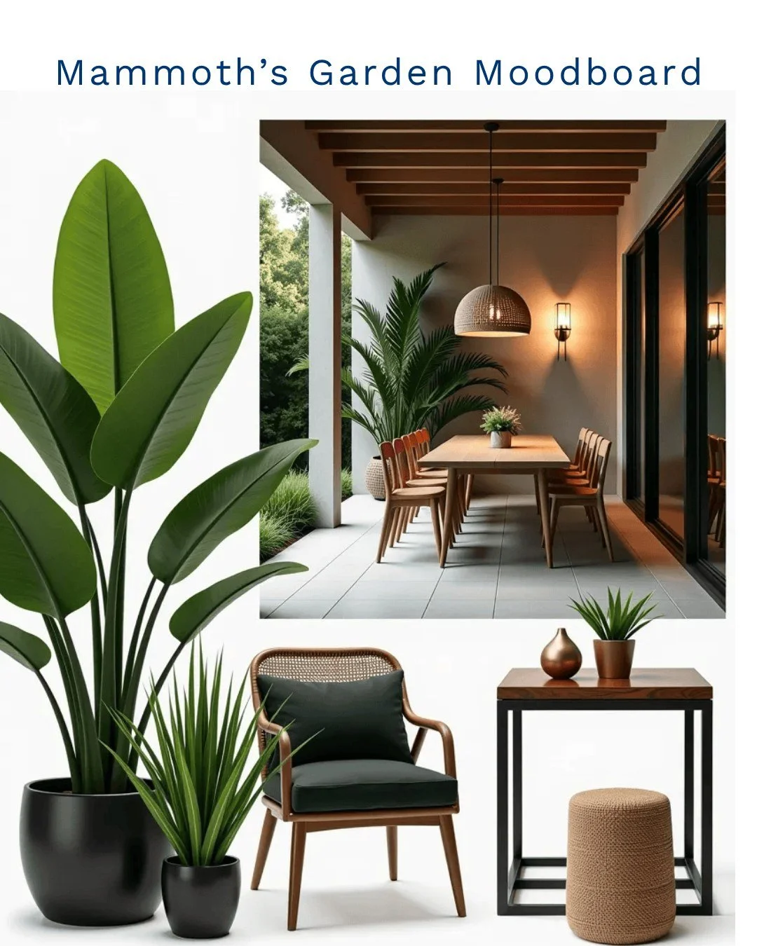 Your Garden's Next Glow-Up: Modern Oasis Mood Board Reveal!

Transform your outdoor space with a mood board inspired by crisp blanco, striking rojo, and sophisticated negro tones. Imagine lush greenery set against limestone-coated walls, chic outdoor