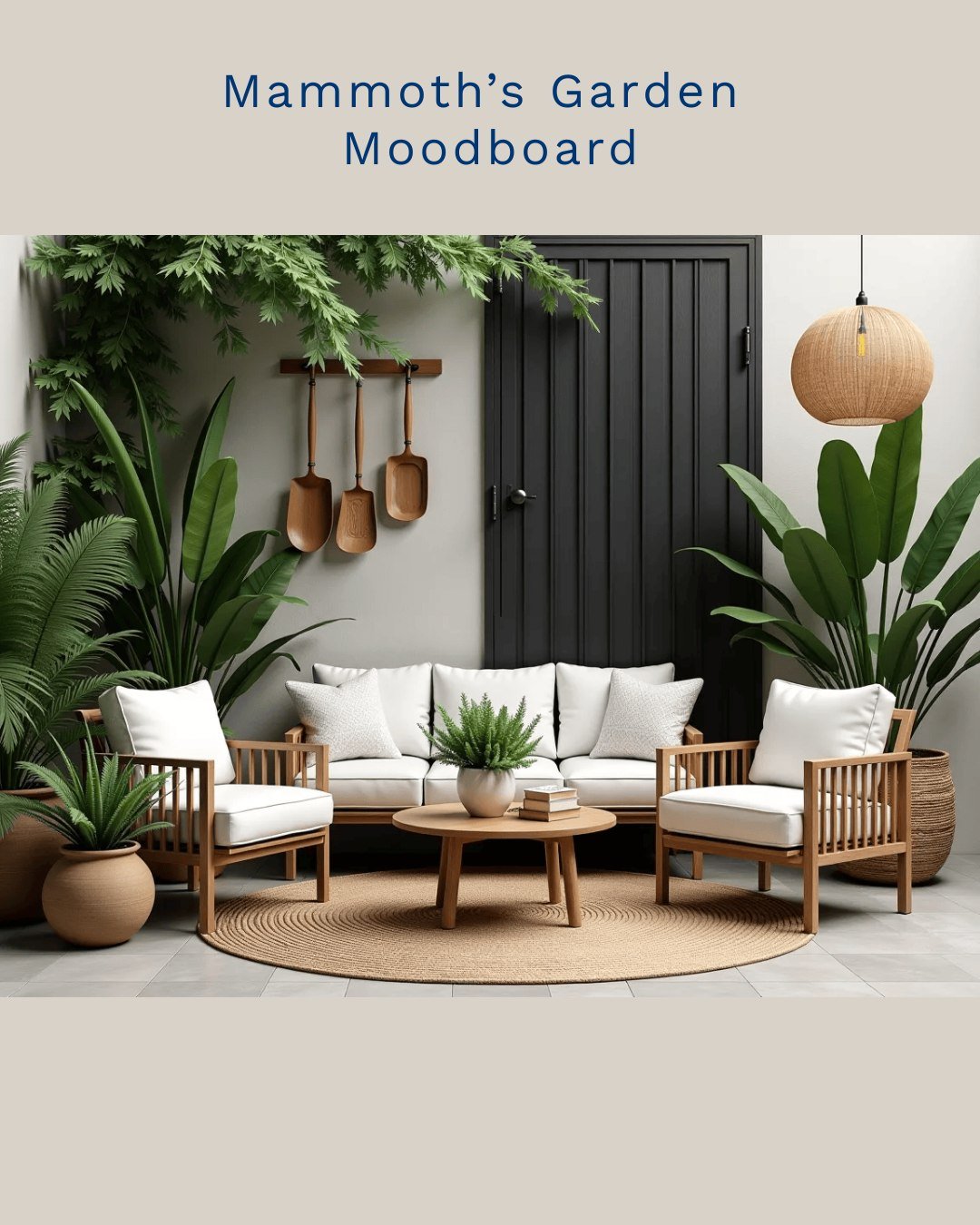 Garden Glow-Up Loading&hellip; Would You Relax Here? 

This rustic garden retreat is all about cosy evenings and calm mornings &ndash; warm timber seating, soft white cushions and layers of leafy greenery against that striking black backdrop. The mix