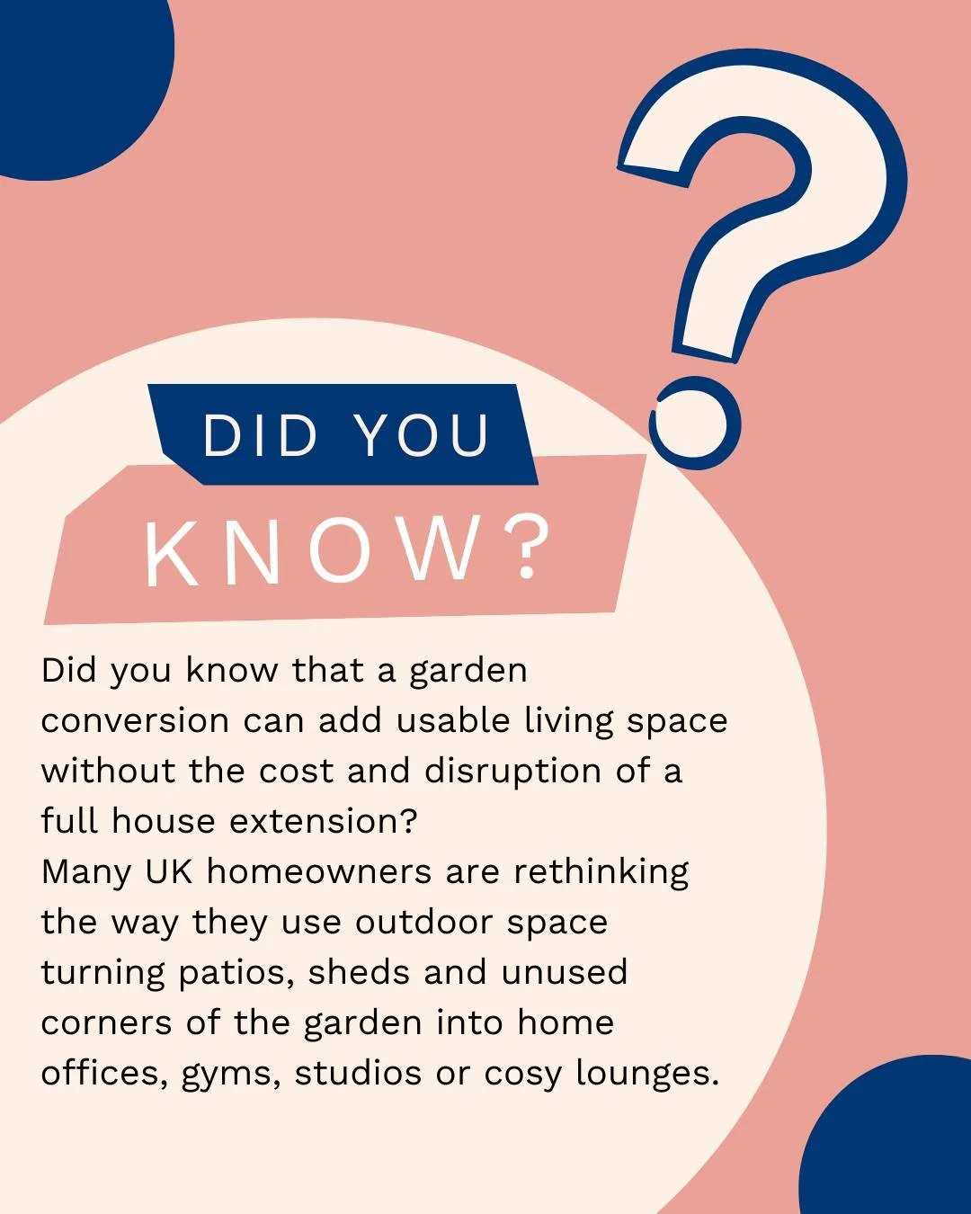 Did you know that a garden conversion can add usable living space without the cost and disruption of a full house extension?

 Many UK homeowners are rethinking the way they use outdoor space turning patios, sheds and unused corners of the garden int