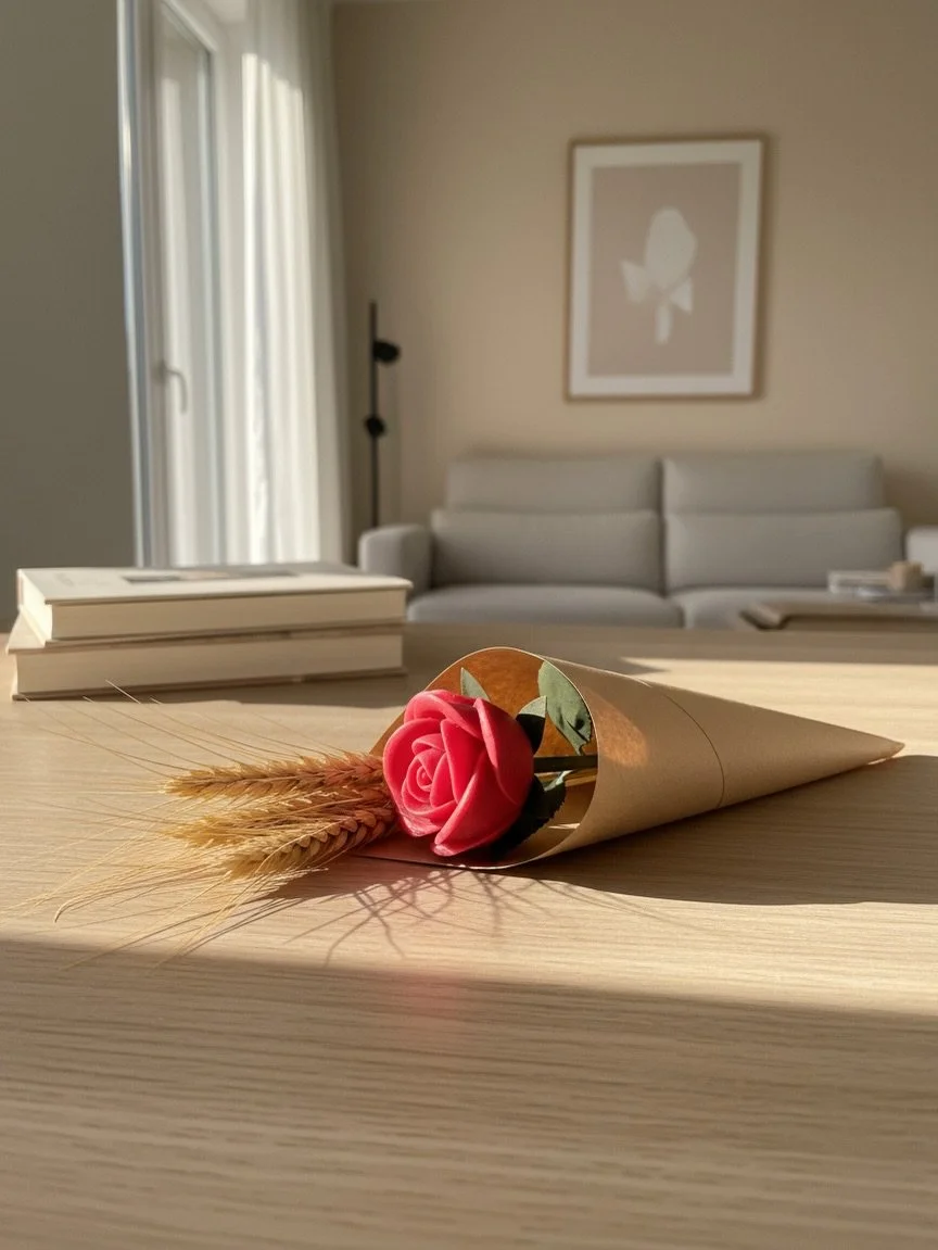 Una rosa que es queda a casa 🌹

Amb la seva olor a roses que dura mesos,
gaudri&agrave;s en veure-la i amb el seu missatge.

Est&agrave; feta amb cera de soja, cuidant cada detall,
perqu&egrave; sigui alguna cosa m&eacute;s que una rosa bonica.

&Ea